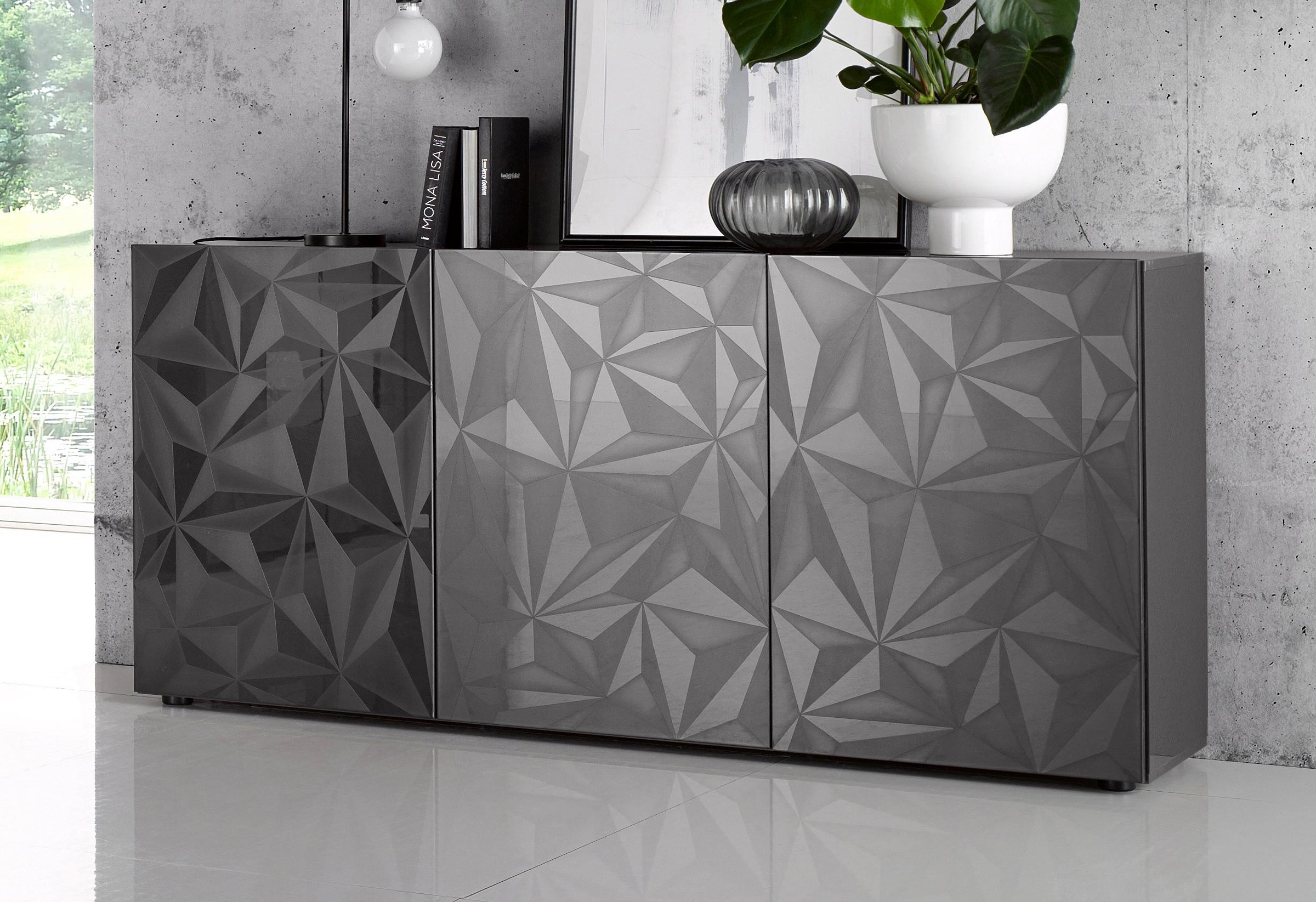 Image of Home affaire Sideboard "Prisma Breite 181, Kommode 3 Türen, Anrichte" Front mit elegantem Siebdruck, grifflos, viel Stauraum