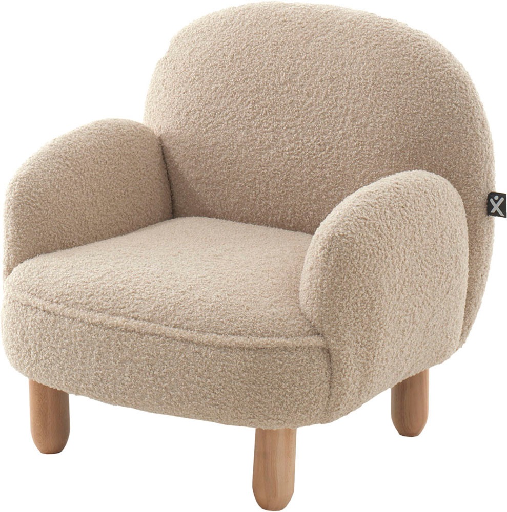 Image of Vipack Sessel "für Kinder in verspielter Optik, ein Highlight für das Kinderzimmer" B: 56 x H: 52 x T: 53 cm, Füsse aus Massivholz, Bezug flauschiger Bouclé Stoff, zwei Farben zur Wahl