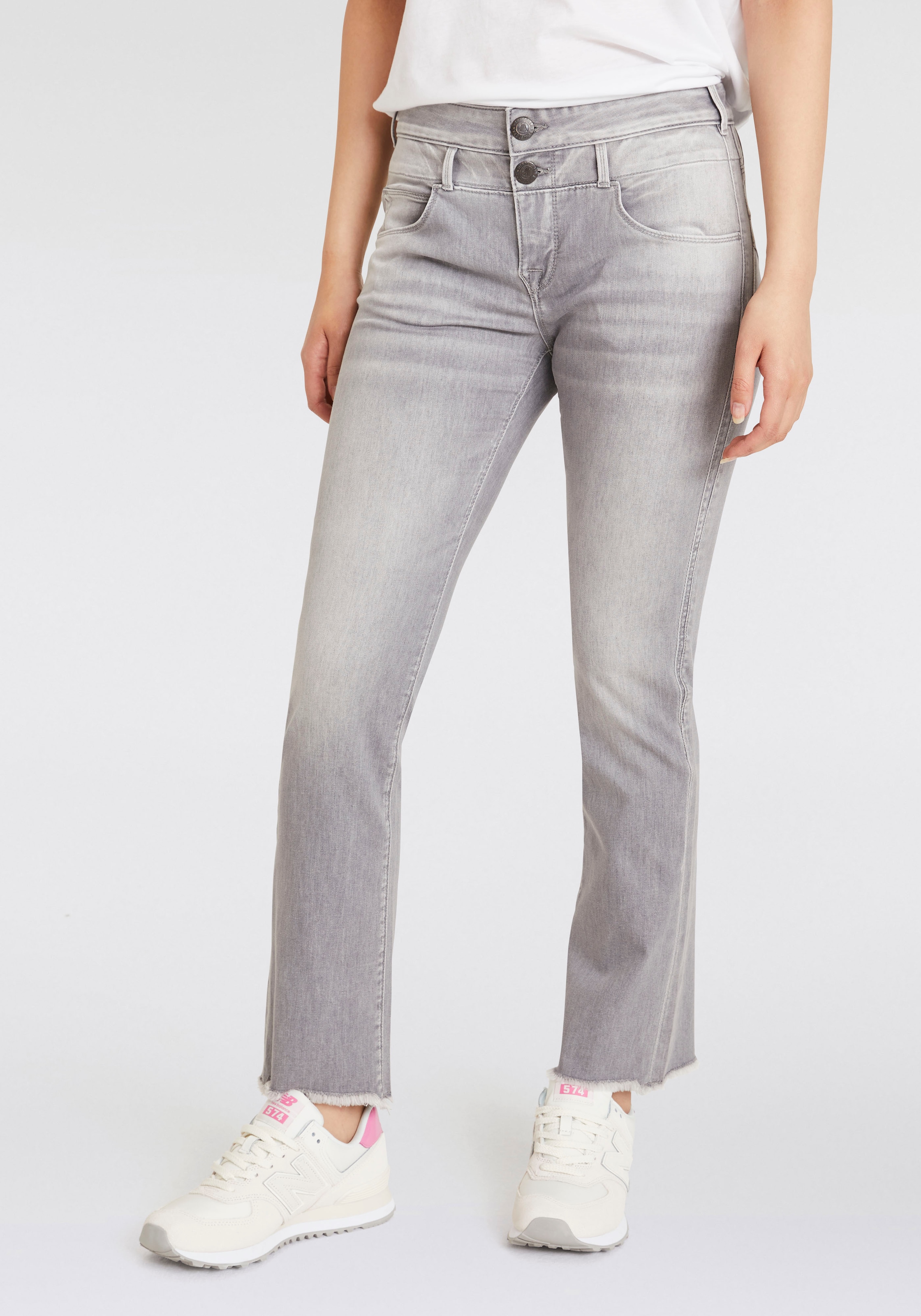 Herrlicher Bootcut-Jeans »Baby Cropped Recycled Denim Grey«