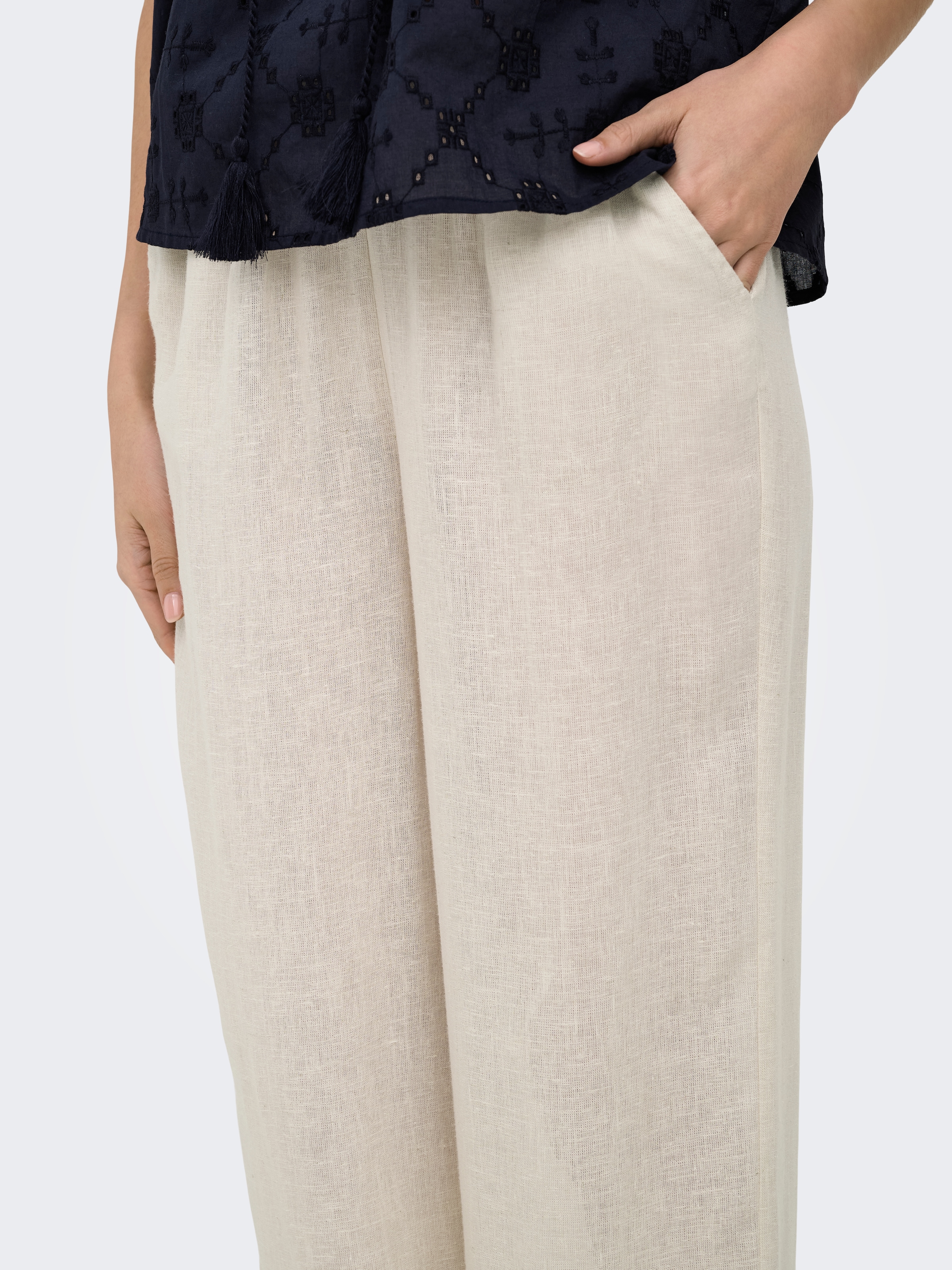 ONLY Schlupfhose »ONLBRUXELLES MW LIN BL TIE PANT PNT NOOS«  Sommerhose mit Leinen