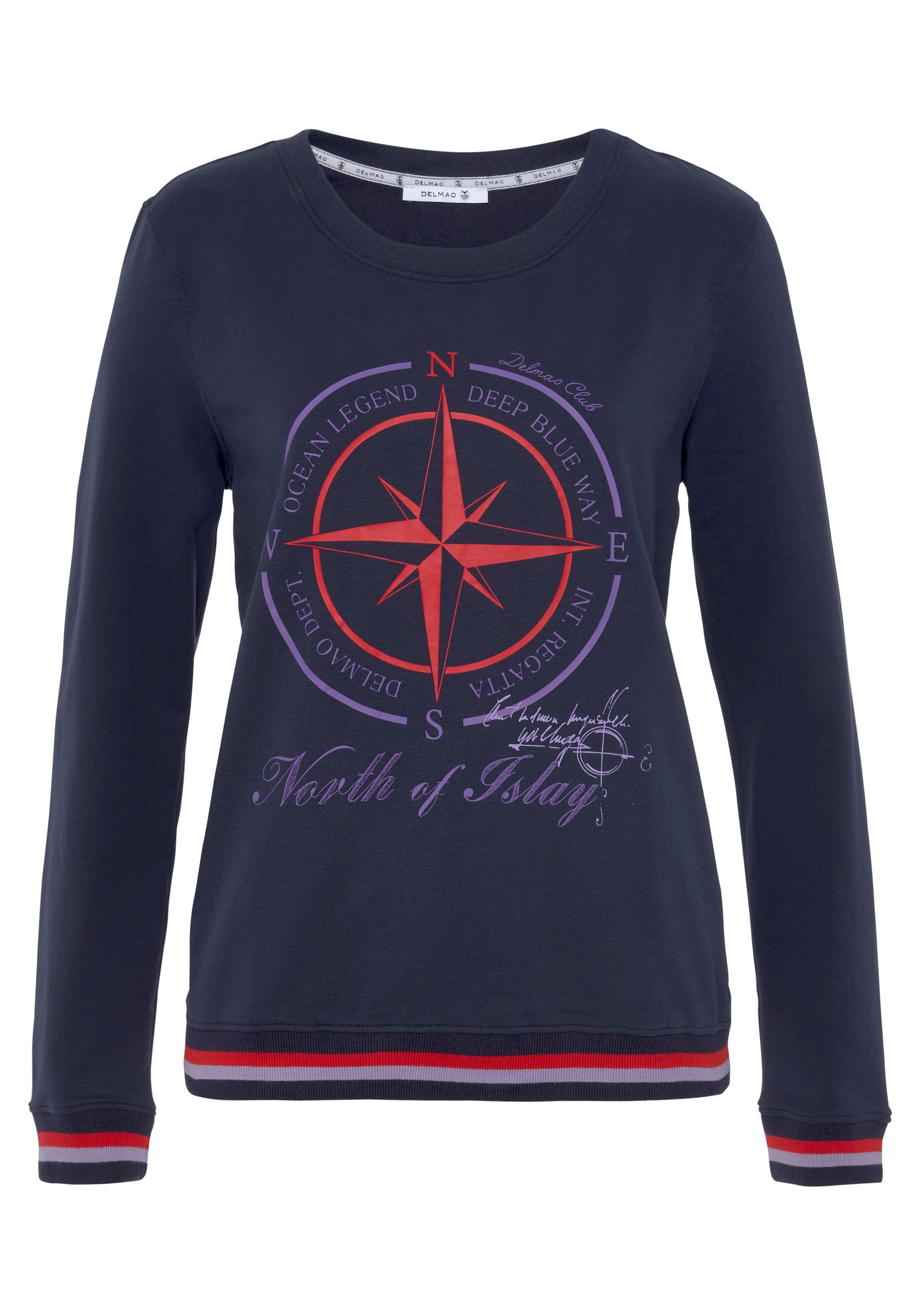 ♕ DELMAO Sweatshirt, mit sportiv maritimen Druck ---NEUE MARKE!  versandkostenfrei kaufen