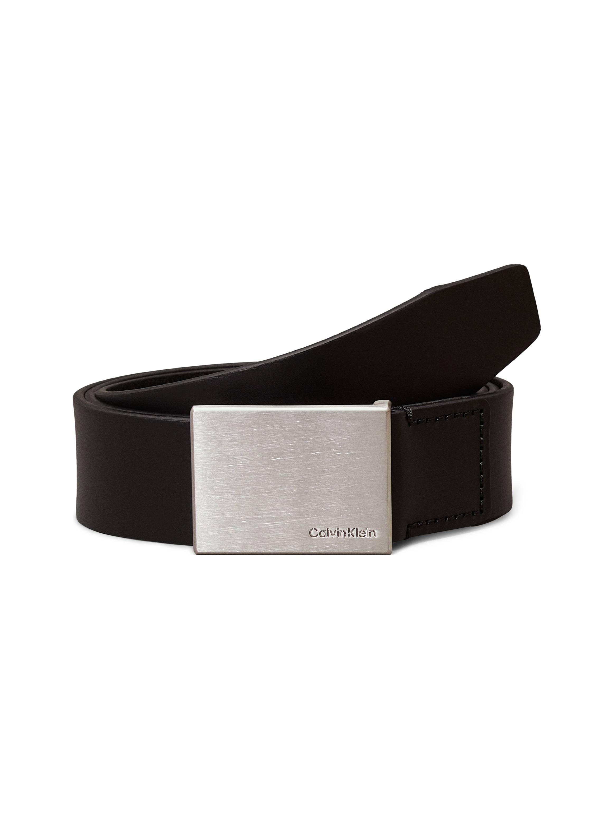 Image of Calvin Klein Jeans Ledergürtel "FORMAL PLAQUE BELT 3.5CM" Schnalle aus gebürstetem Metall
