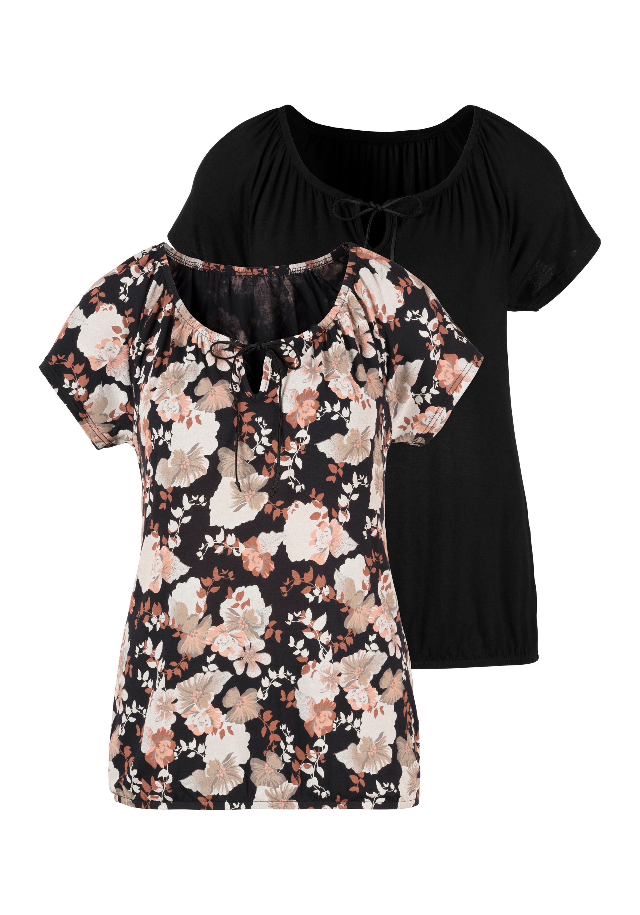 Image of LASCANA T-Shirt, (2er-Pack), mit Bändern in Lederoptik bei Ackermann Versand Schweiz