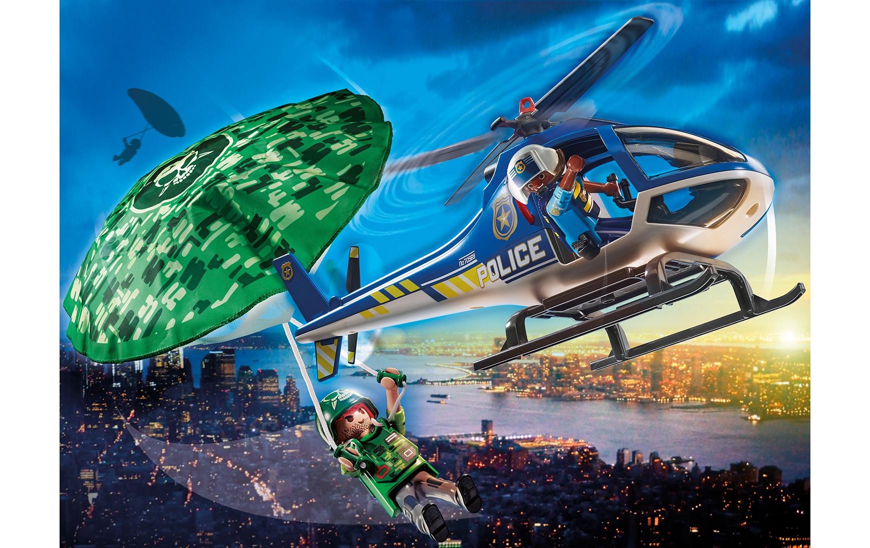 Playmobil® Spielbausteine »City Action Polizei-Hubschrauber:Fallschirm-Verfolgung 70569«, (19 St.)