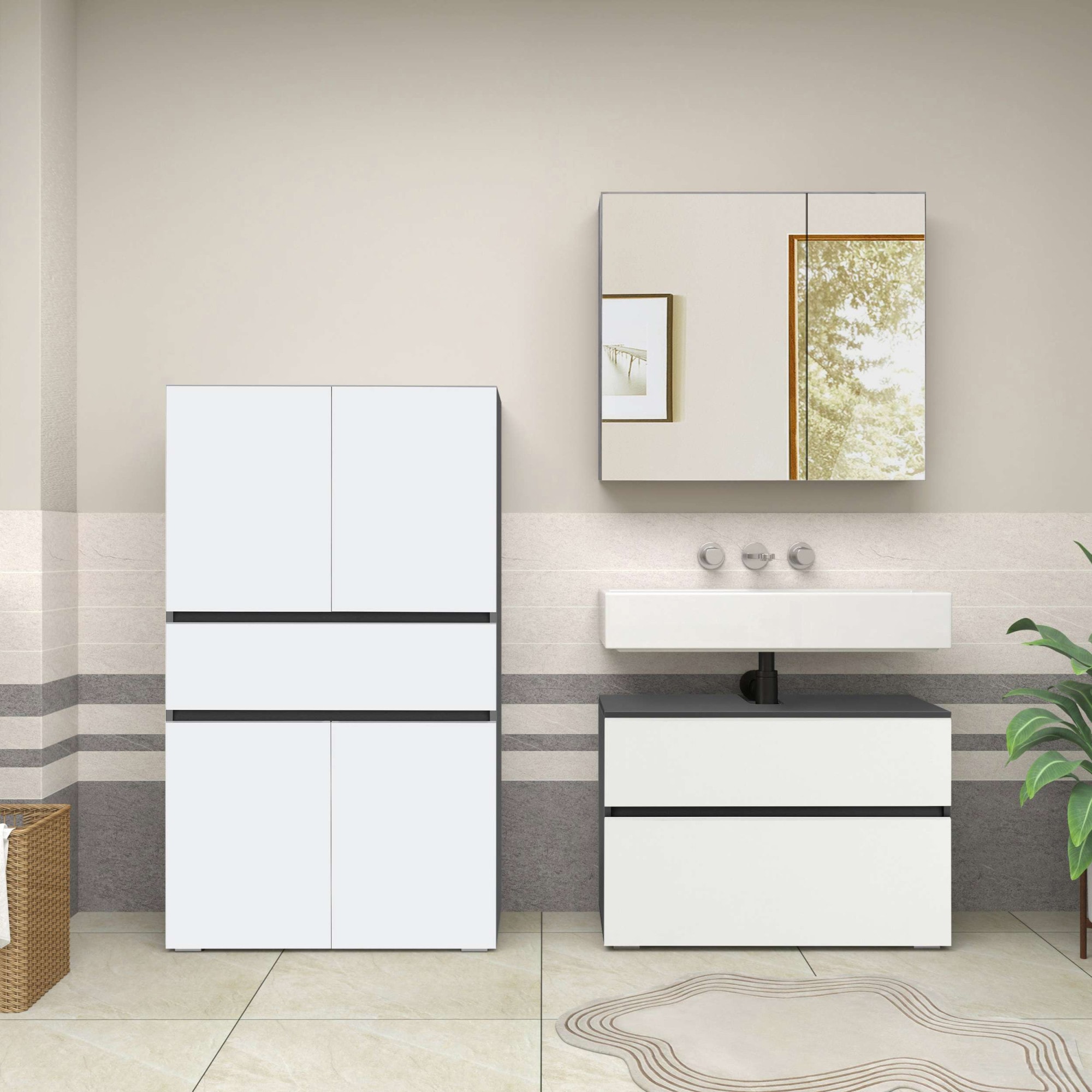 Home affaire Armoire intermédiaire »Wisla« mit 4 Türen & 1 Schublade, Breite 76 cm, Höhe 130 cm