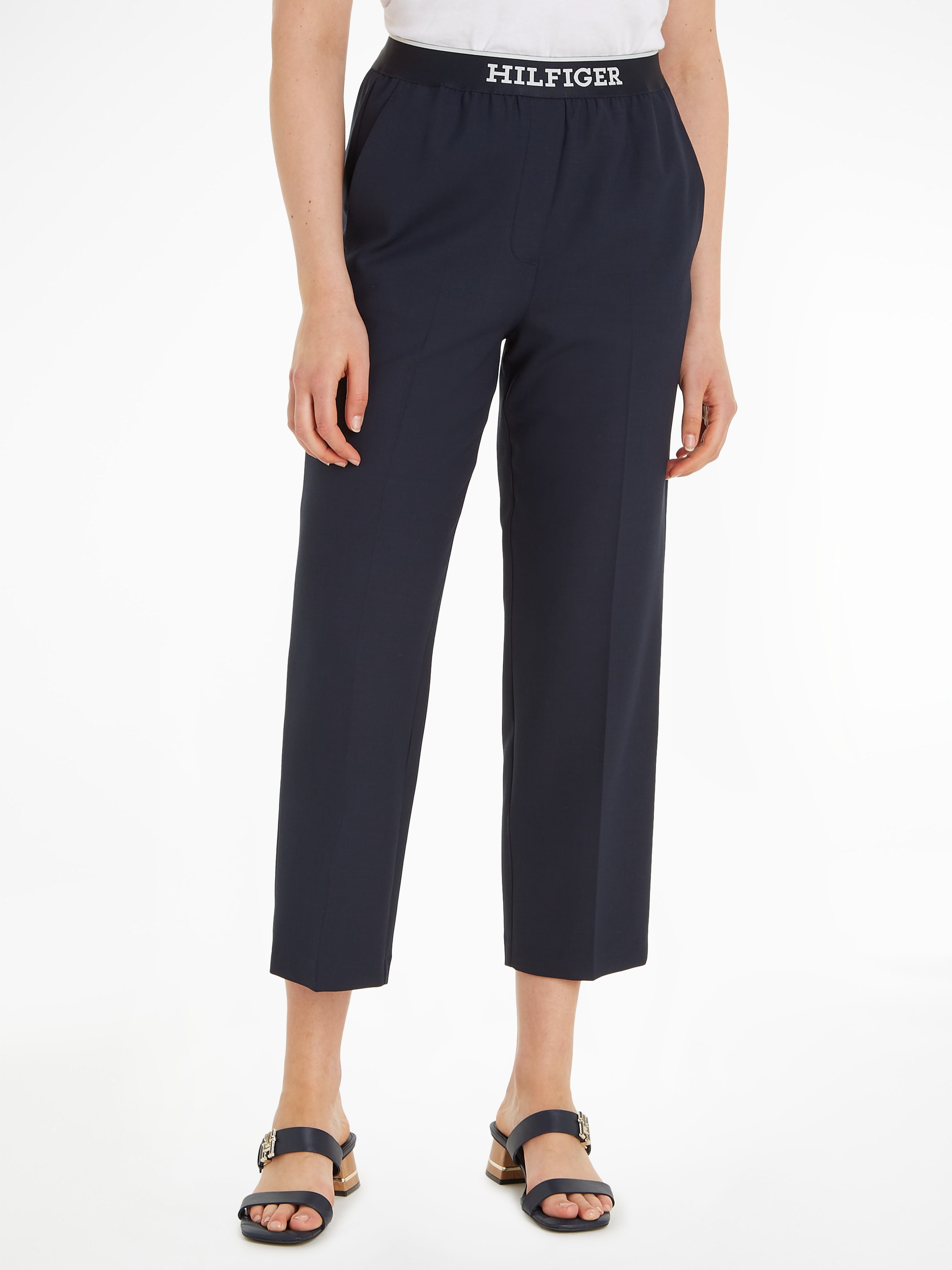 Tommy Hilfiger Webhose »SLIM STRAIGHT LOGO PANT«, mit Logoschriftzug