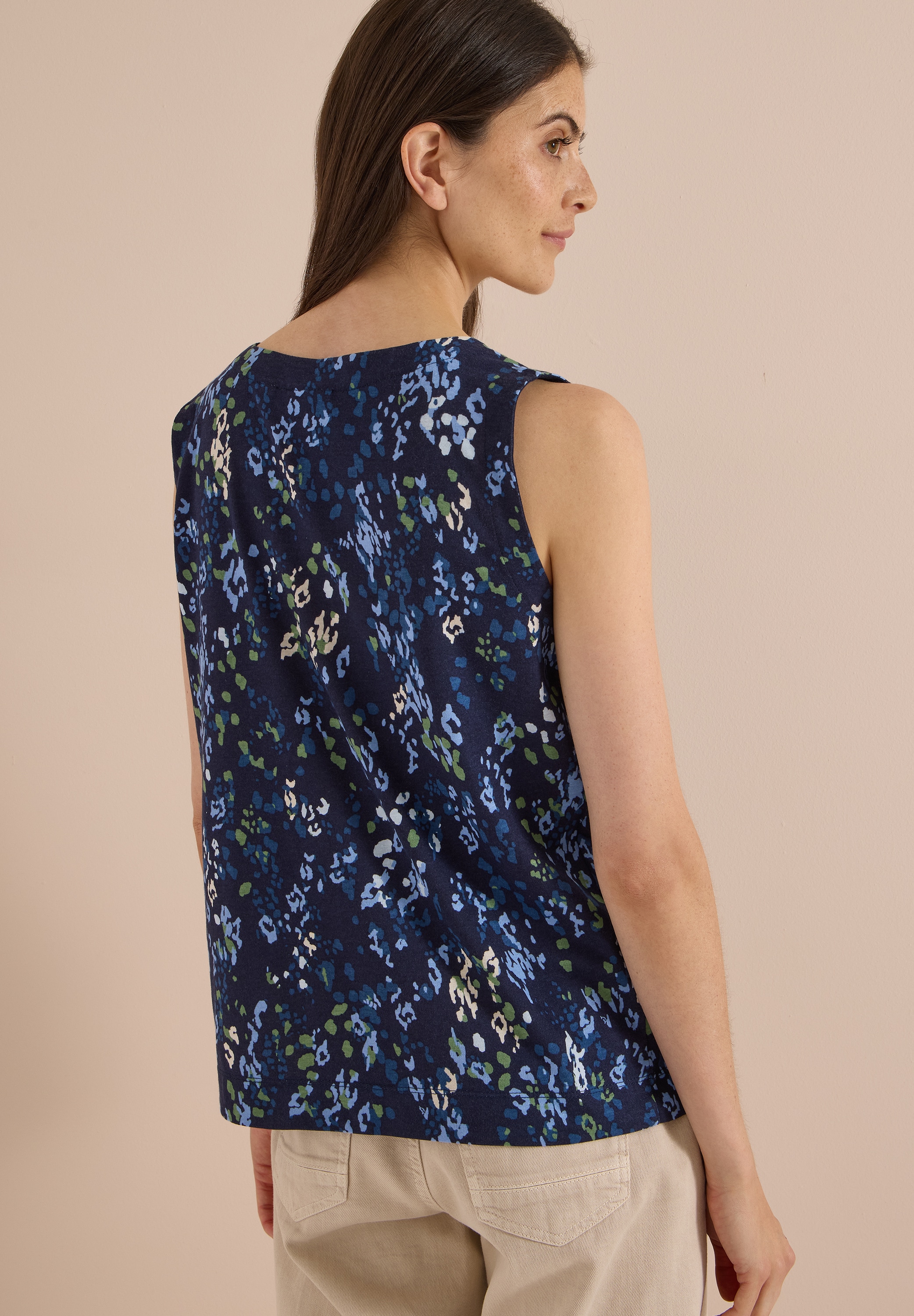 Cecil Haut de chemise top d'été avec col en V arrondi et motif graphique