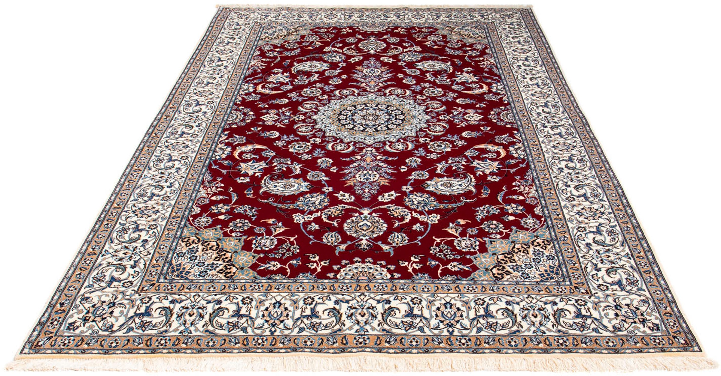 Image of morgenland Orientteppich »Perser - Nain - Premium - 242 x 158 cm - dunkelrot«, rechteckig, 6 mm Höhe, Wohnzimmer, Handgeknüpft, Einzelstück mit Zertifikat bei Ackermann Versand Schweiz