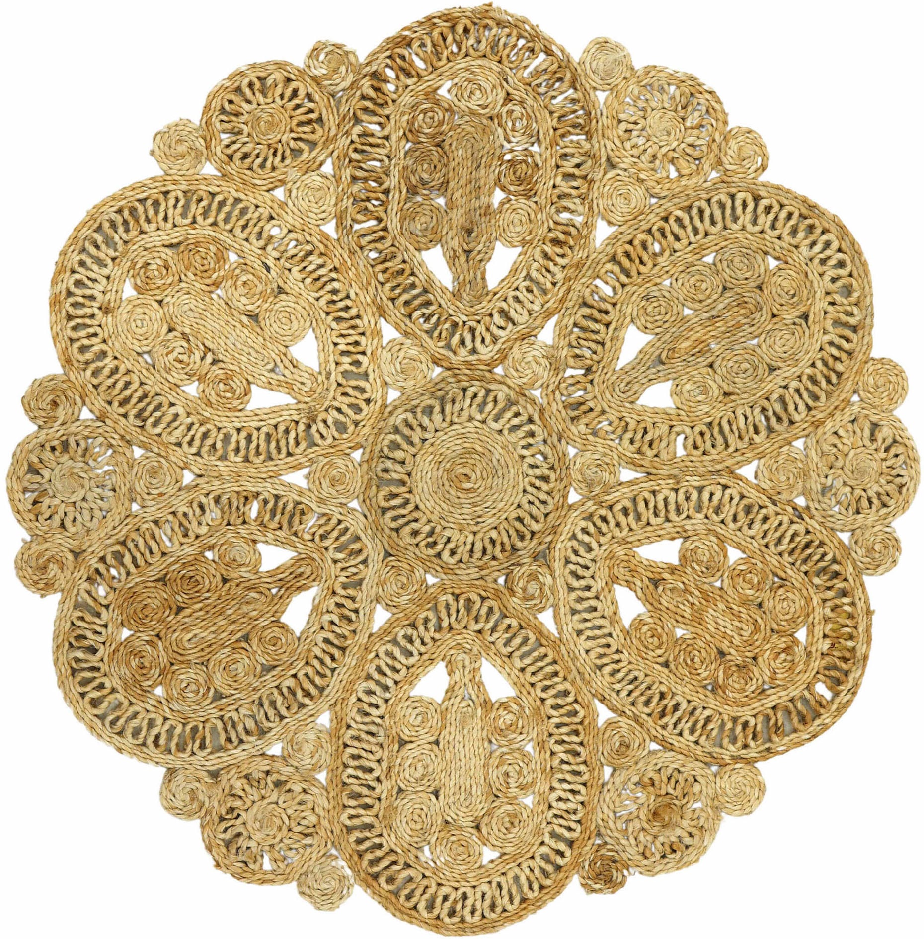 Image of carpetfine Sisalteppich "Juteteppich Liam" rund 13 mm Höhe natürliches Pflanzenmaterial von Hand gewebt, Boho Style