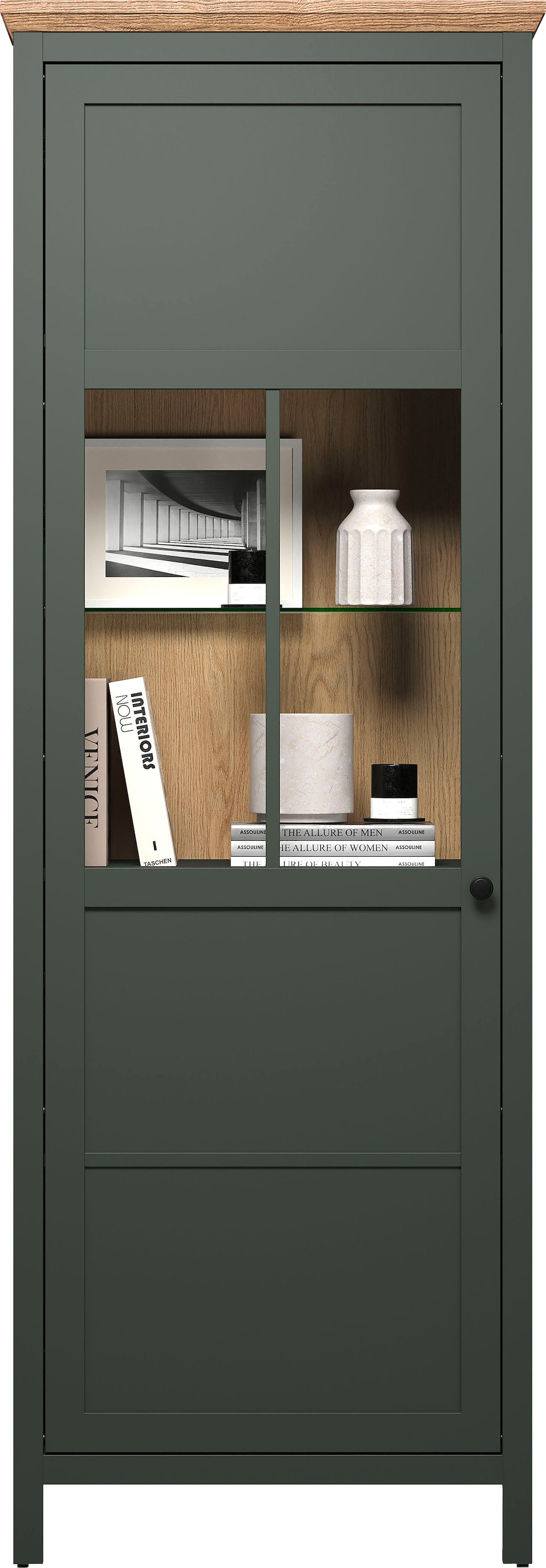 Home affaire Vitrine »Vienna«, (1 St.), Standvitrine mit Beleuchtung und 5 Fächern im Landhausstil