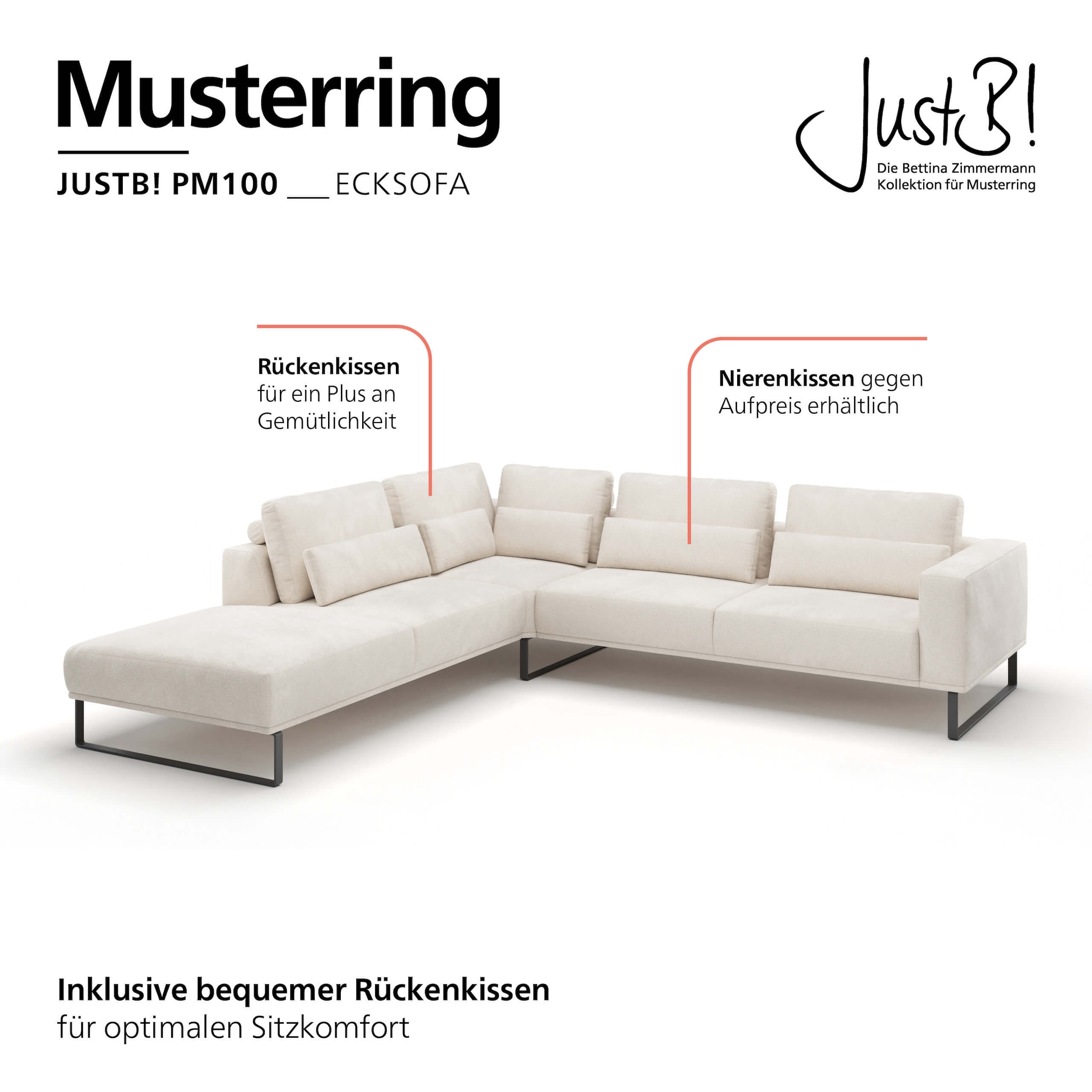 Musterring Canapé d'angle »JUSTB! PM100, stilvoller Lounge-Komfort von Musterring« Collection Bettina Zimmermann, option siège préféré & choix de pieds