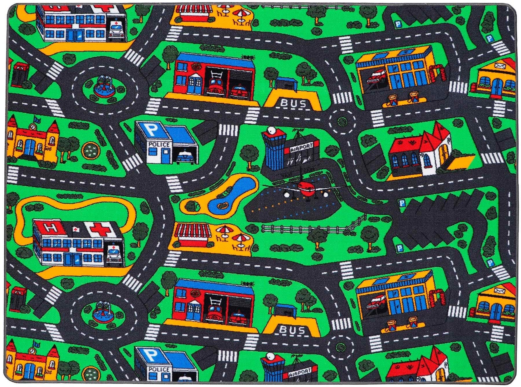 Image of Primaflor-Ideen in Textil Kinderteppich "Spielteppich CITY, Made in Belgium" rechteckig 5 mm Höhe Strassen-Teppich, Strassenbreite ca. 9 cm, Kinderzimmer