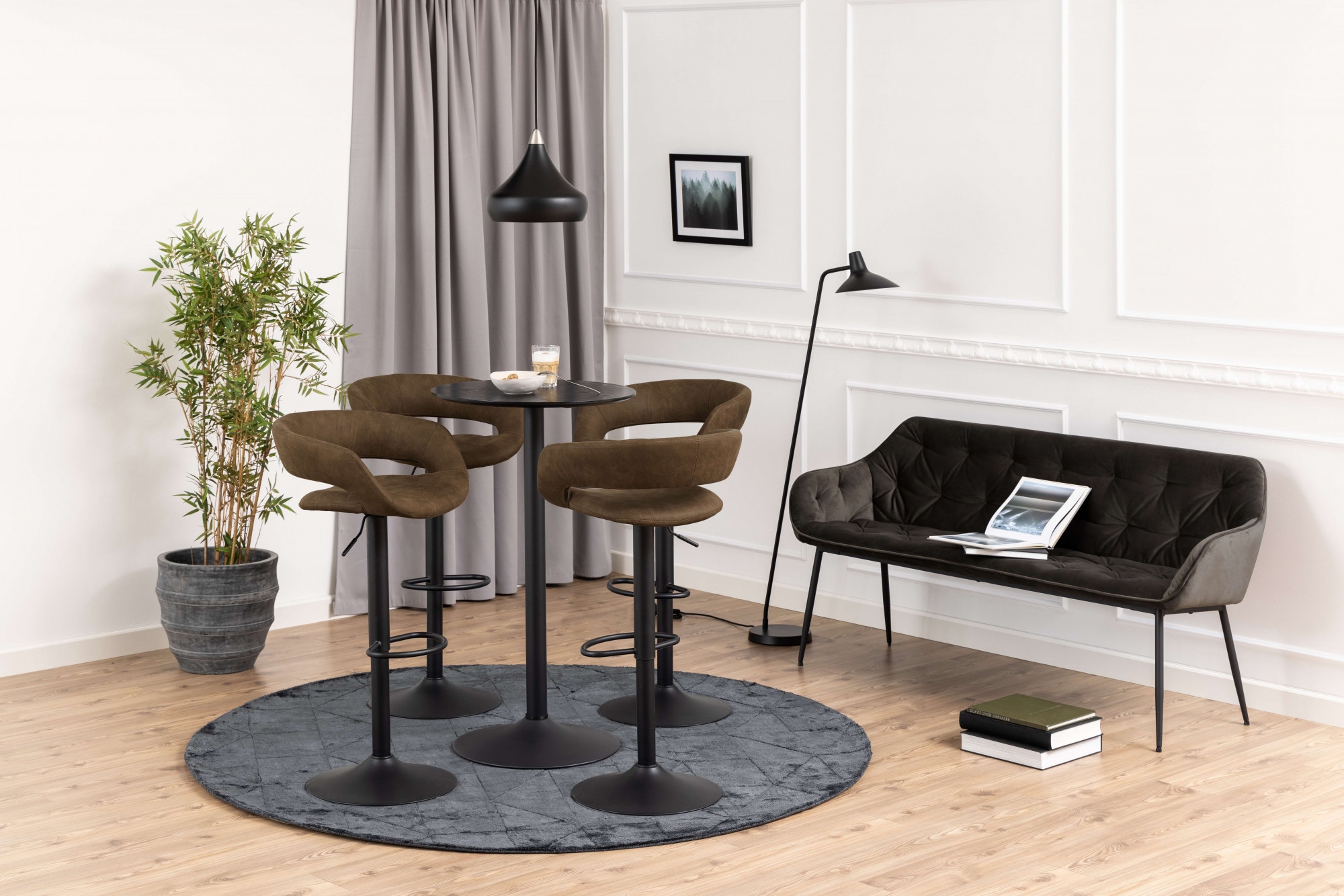 ACTONA GROUP Table de bar »Ibiza« 1 cuis tlg. Table de bar ronde Ø 60 cm, noir, avec piètement trompette