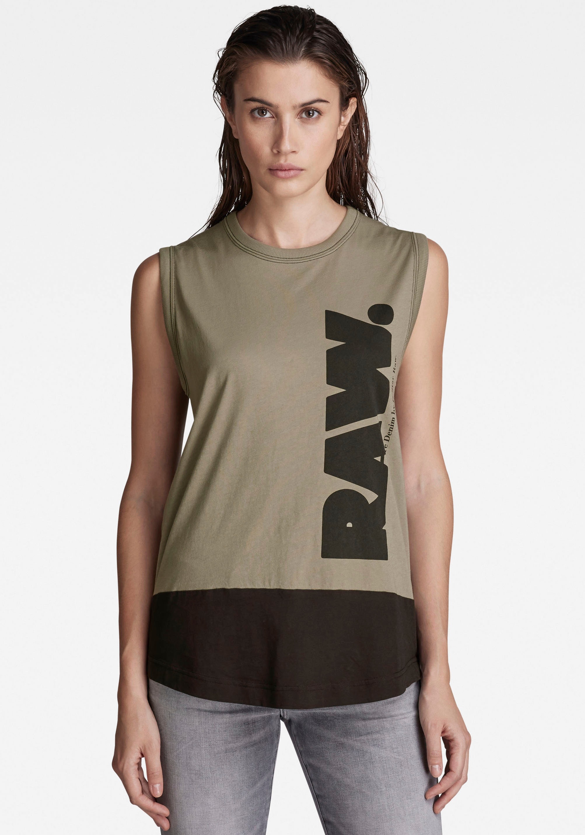 Image of G-Star RAW T-Shirt »T-Shirt Lash color block tank to«, mti Logo Grafikdruck vorne bei Ackermann Versand Schweiz