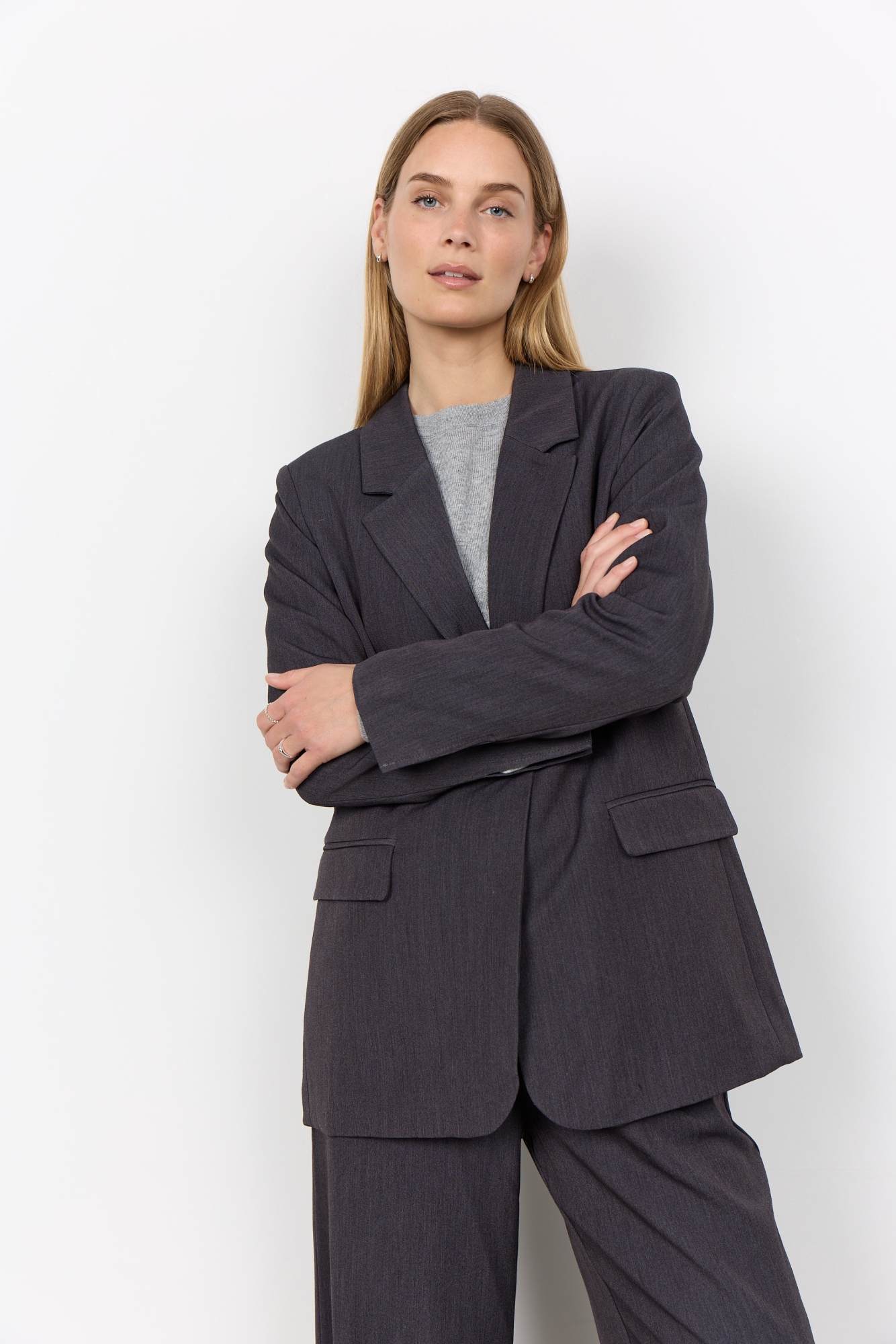 soyaconcept Blazer long »SC-ANN 2« Materialmix mit Stretch