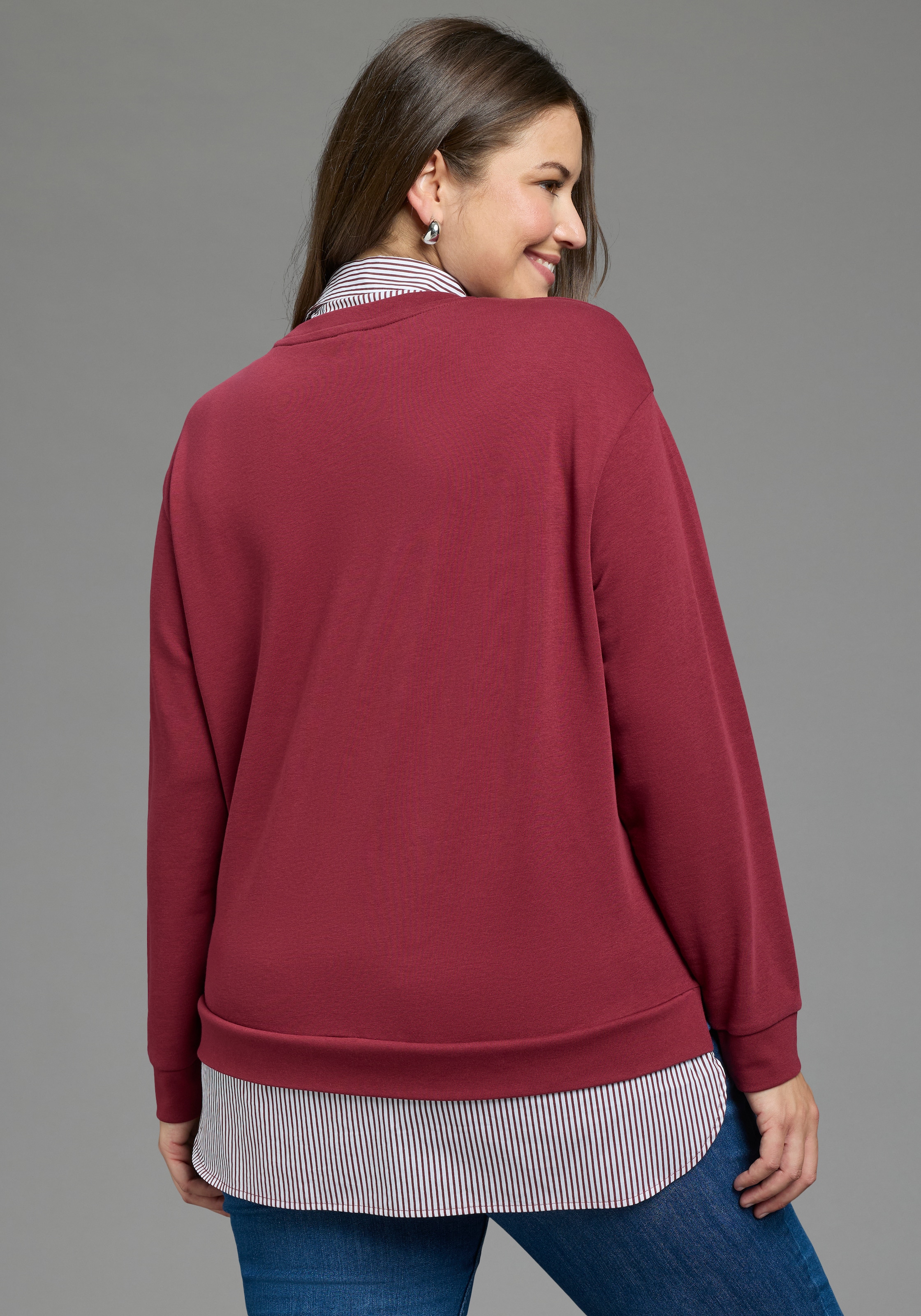 Laura Scott CURVE Sweater »Grosse Grössen«, mit elegantem Bluseneinsatz
