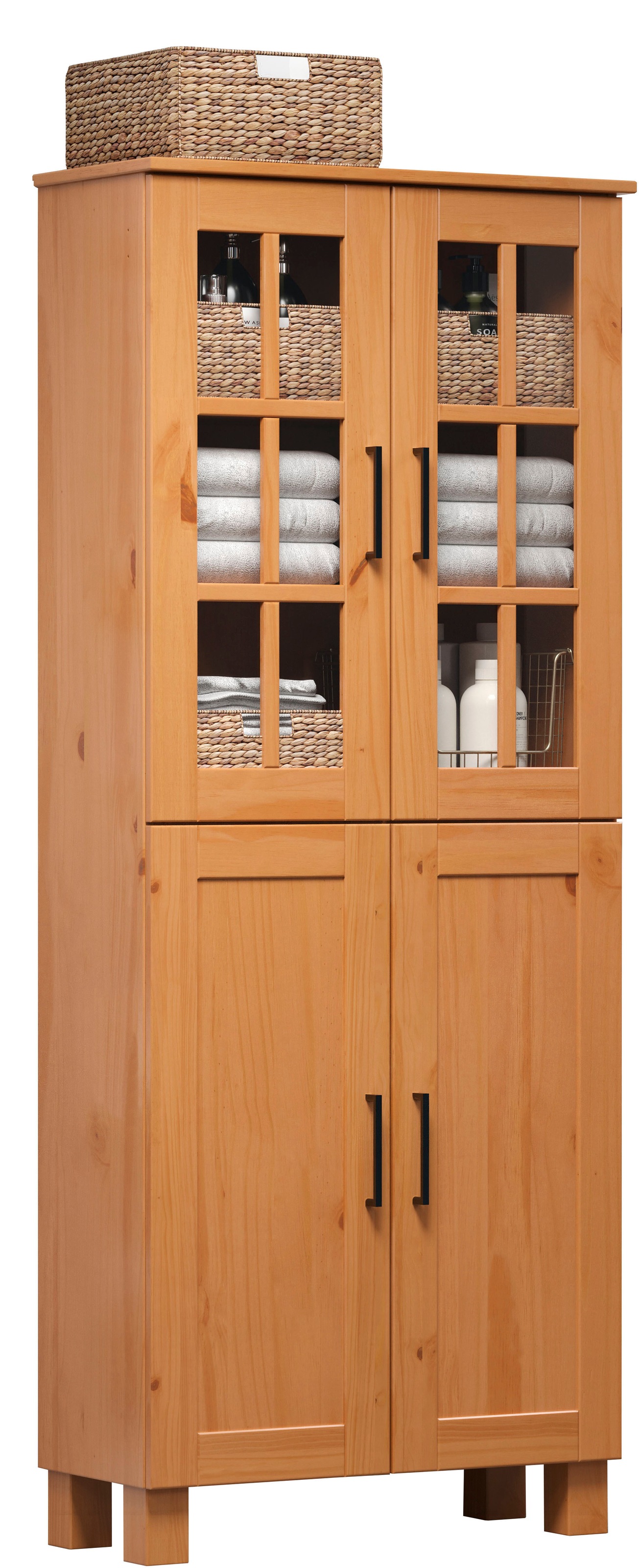 welltime Hochschrank »Ulea«, (1 St.), Breiter Badschrank aus Massivholz - Masse (B/T/H) 70/30/170 cm