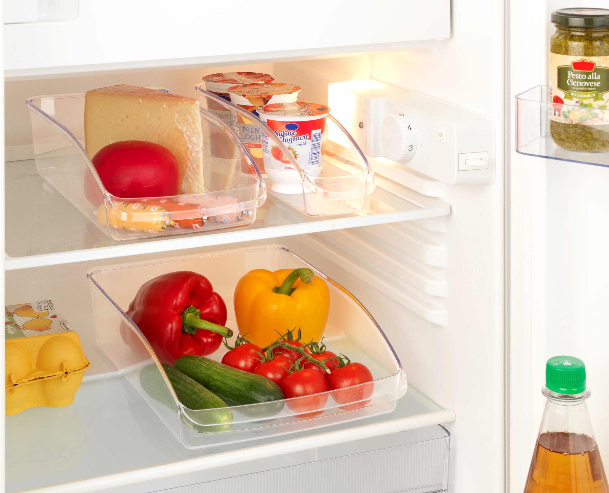 WENKO Aufbewahrungssystem »Kühlschrank-Organizer«, (Set, 3 tlg.), zum Sortieren von Lebensmittelvorräten, Obst und Gemüse, 3 Grössen