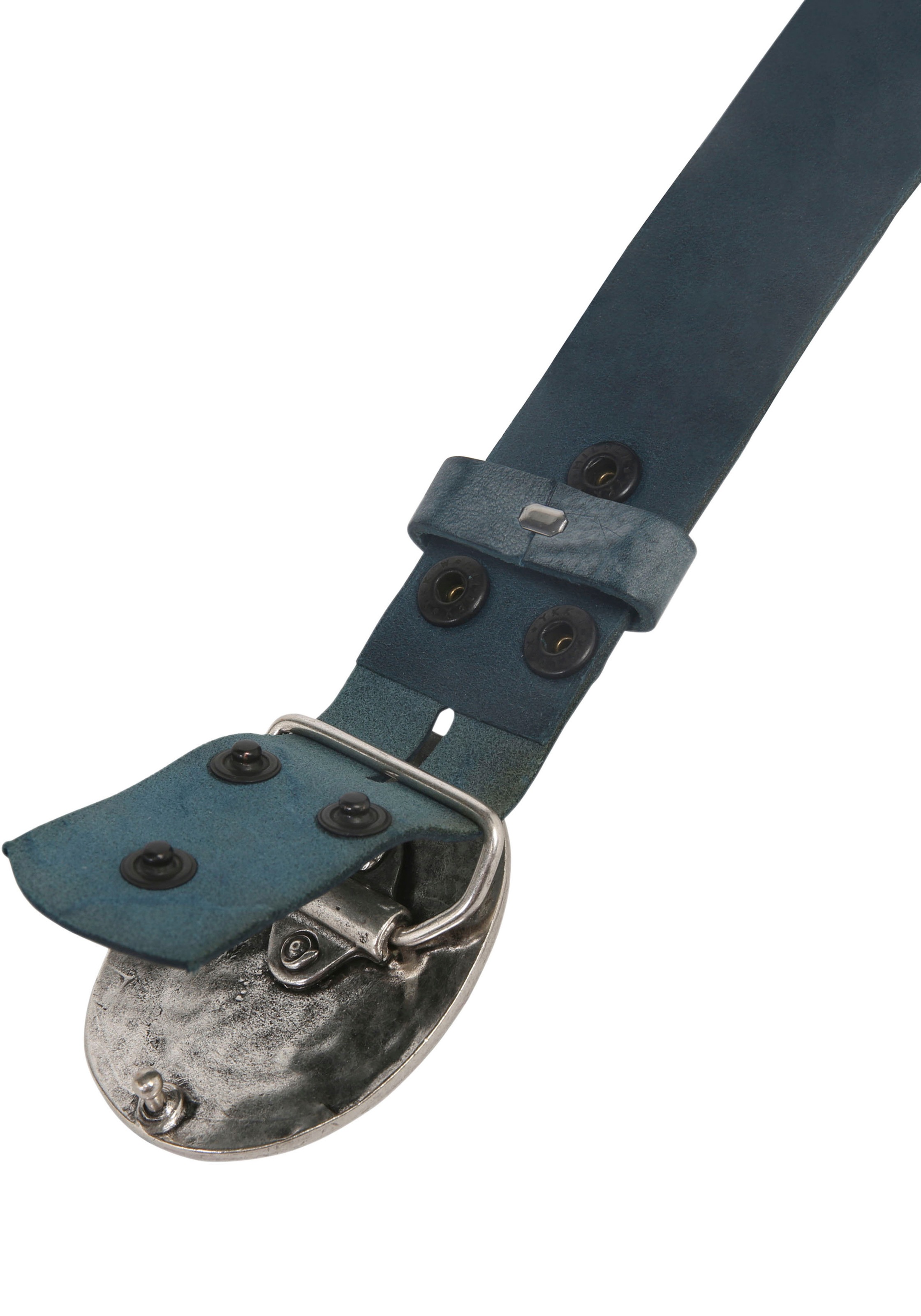 Rettungsring Gürtel Ledergürtel mit austauschbarer Schliesse »Oval Gewölbt Silber«