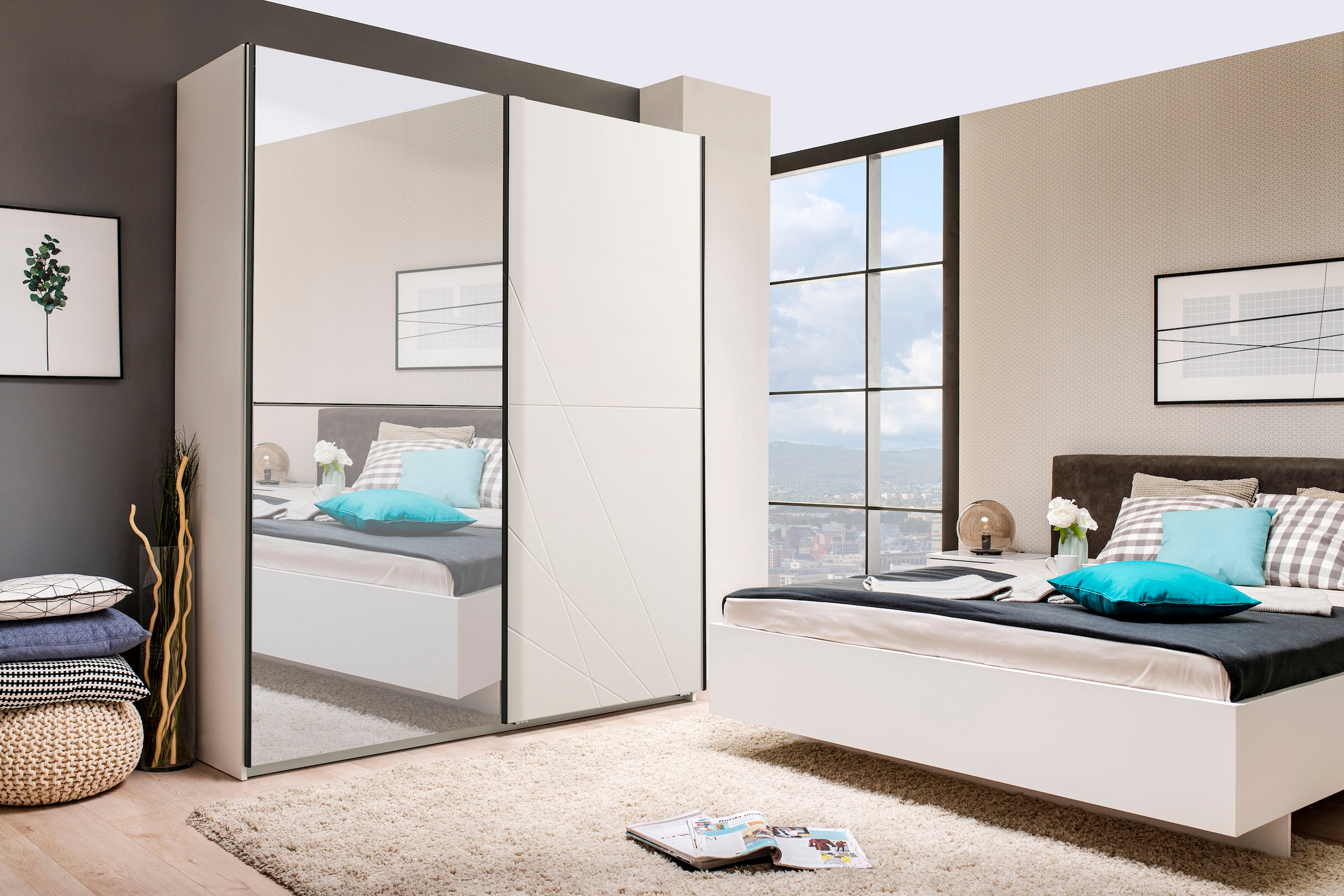 Image of Home affaire Schwebetürenschrank "Ksanti" hochglänzende Front, mit Spiegel