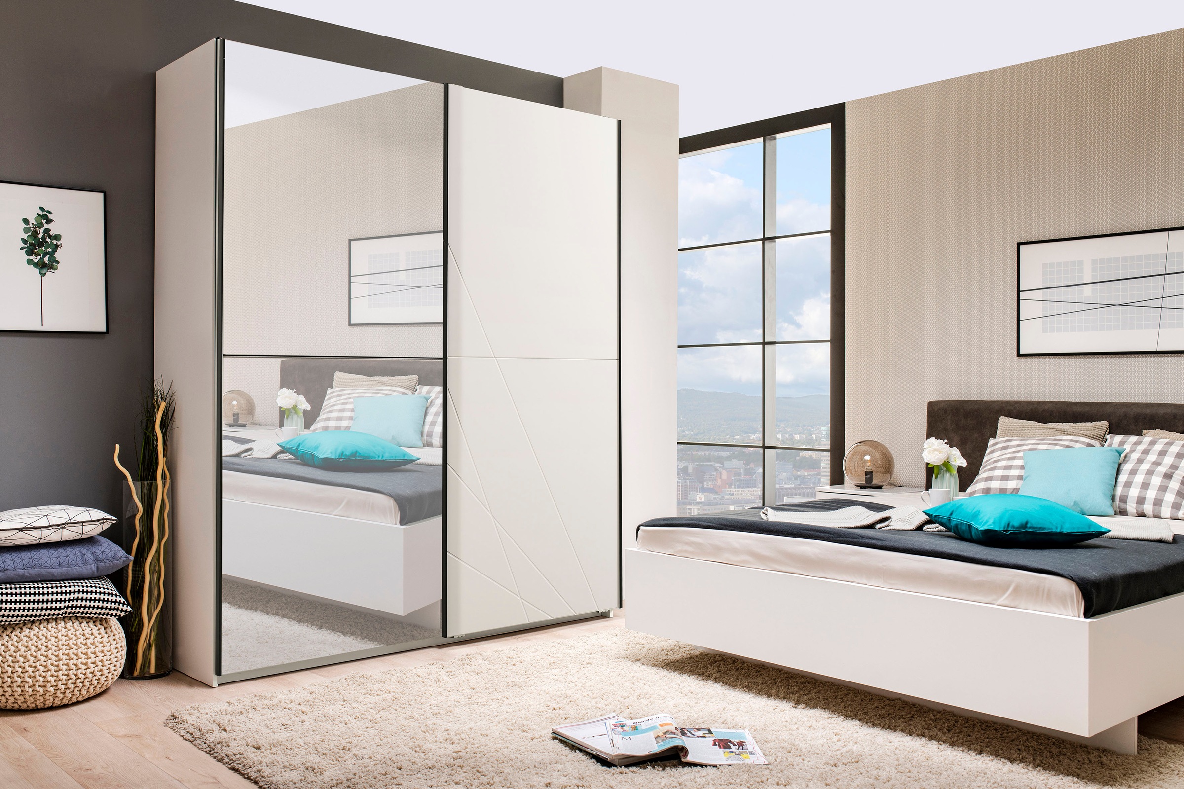 Image of my home Schwebetürenschrank »Ksanti«, hochglänzende Front, mit Spiegel bei Ackermann Versand Schweiz