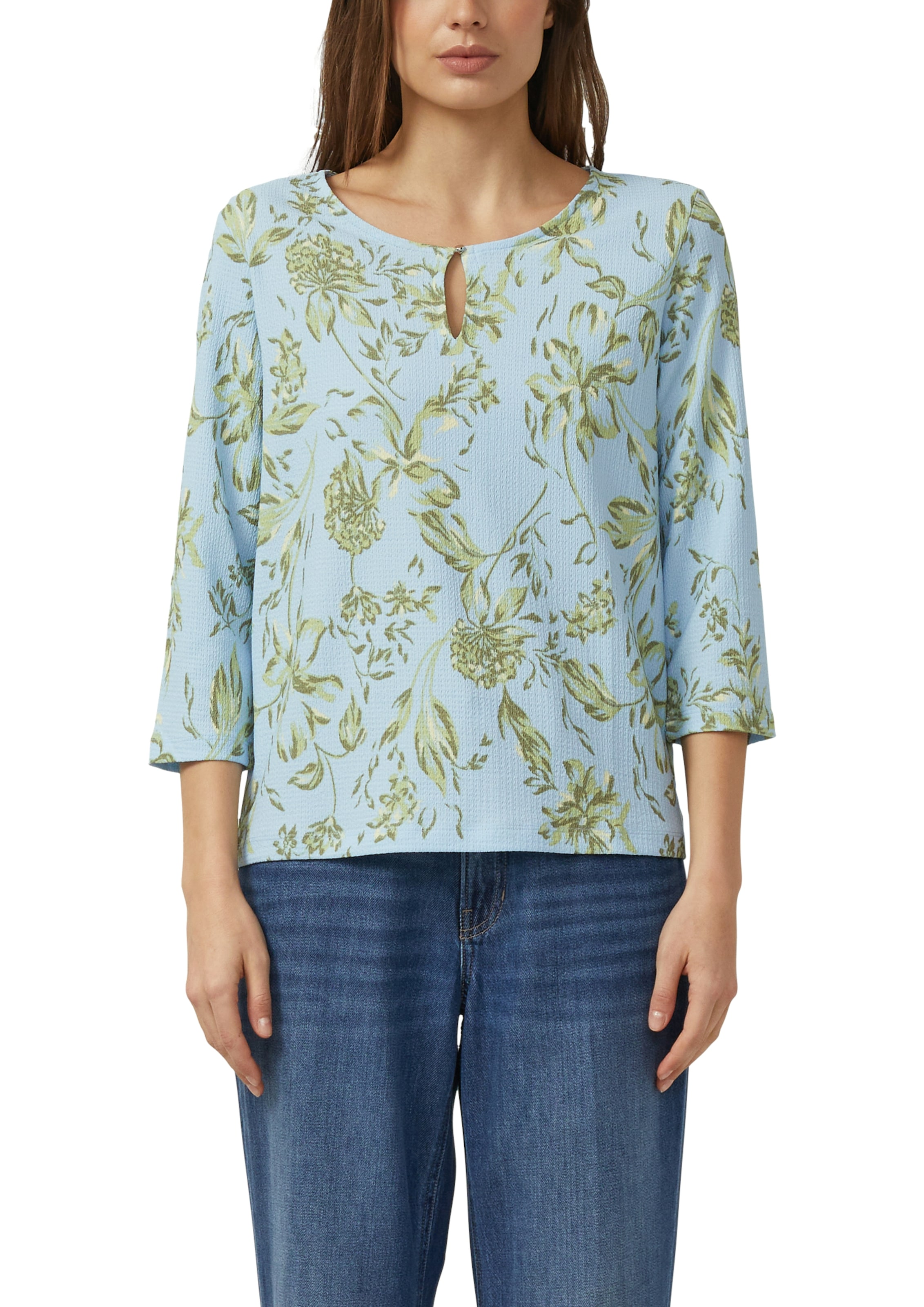 Image of s.Oliver 3/4-Arm-Shirt mit floralem Allover-Print - Sommershirt Rundhals