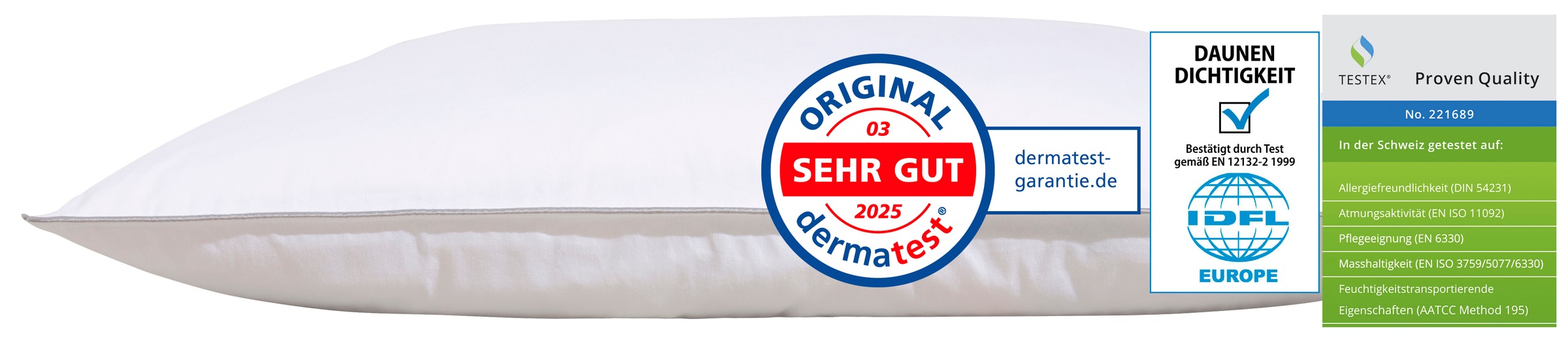 OTTO home Federkissen "TAMINS, Kopfkissen 80x80 cm, 40x80cm" Füllung: 85 % Federn & 15 % Daunen Bezug: Baumwolle 1 Stk. tlg. Kissen, Made in Germany, Allergiker geeignet (Nomite)