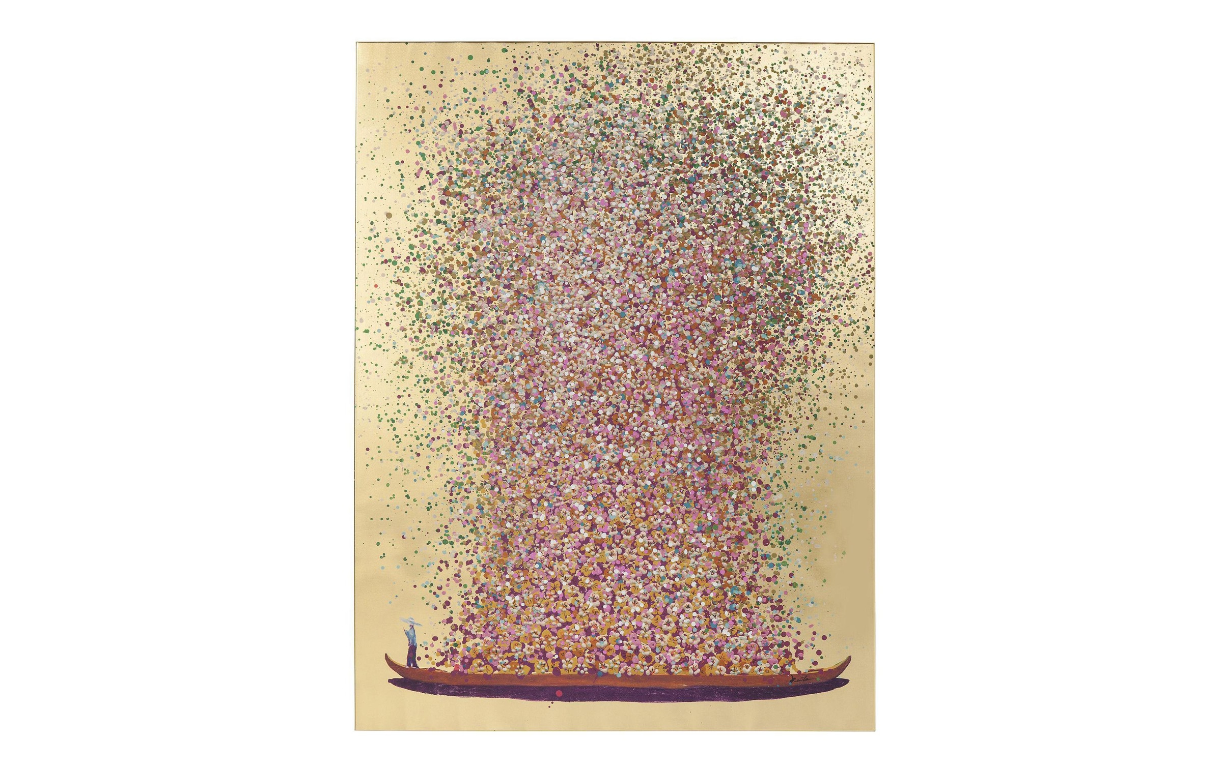 Image of Kare Design Wandbild "Touched Flower Boat 100 x 80 cm, Gold/Pink"