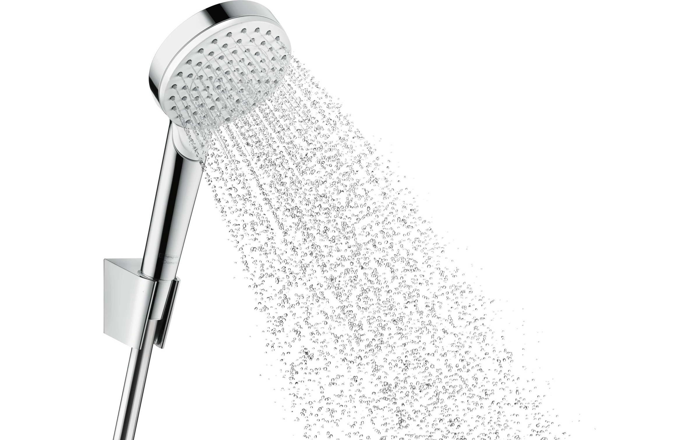 Image of hansgrohe Duschsystem "Crometta" 10cm, wassersparend 9 l/min mit Duschschlauch 160cm, Weiss/chrom