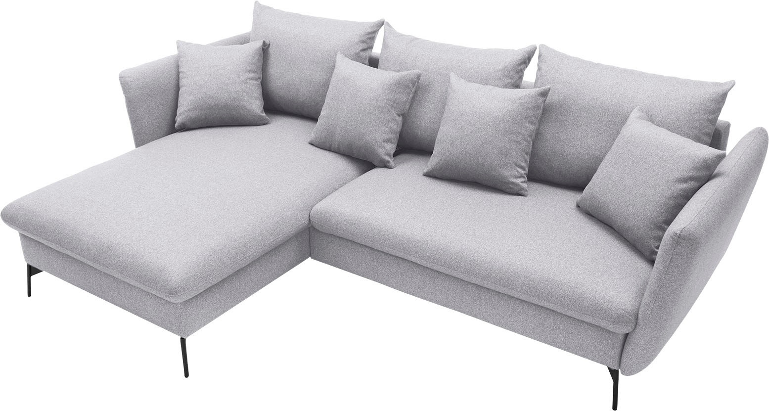 andas Ecksofa »LIVORNO,258 cm, L-Form,«, Schlaffunktion u. Bettkasten (139/224cm), Samt, Struktur, Webstoff