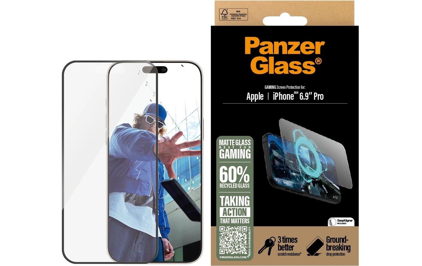 PanzerGlass Displayschutzglas »Ultra Wide Fit Gaming iPhone 16 Pro Max«, für iPhone 16 Pro Max, (1 St.)