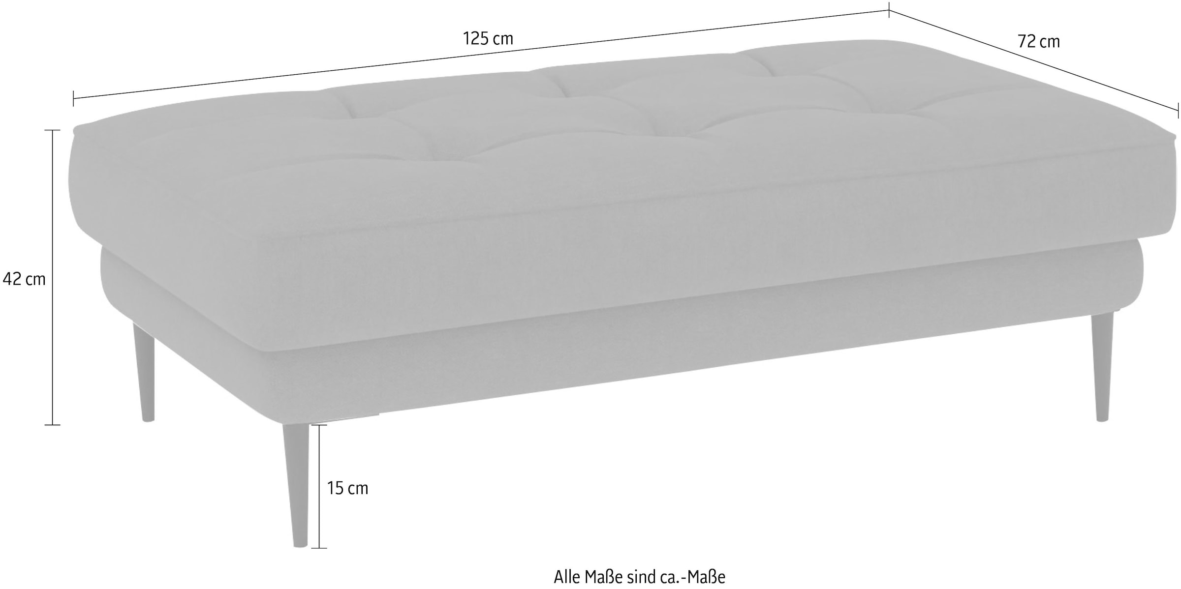 TRENDMANUFAKTUR Hocker »Luzi, Polsterhocker, moderner Fusshocker« passend zur Serie, extra hohe Metallfüsse, 125 x 42x 72 cm
