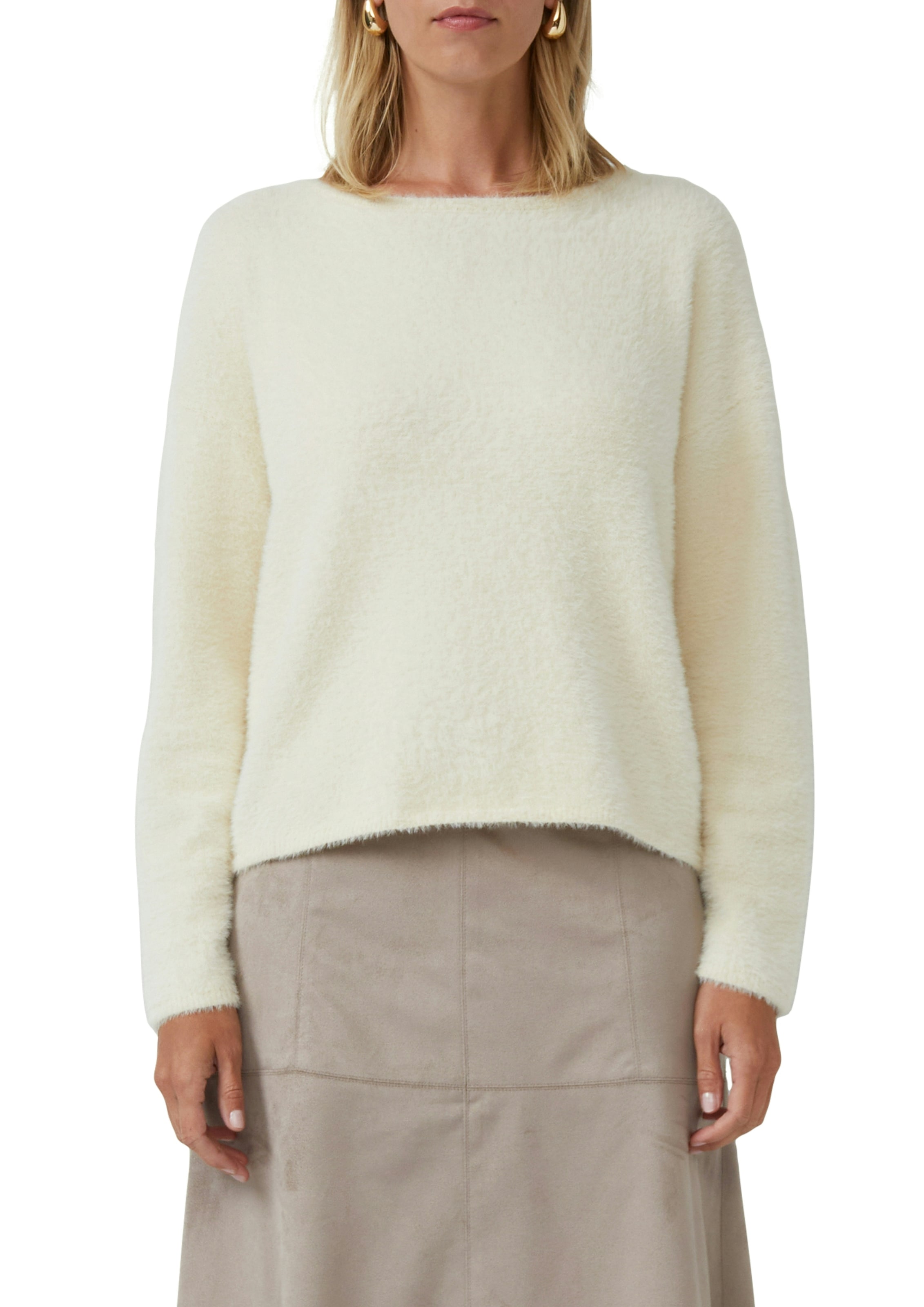 s.Oliver BLACK LABEL Pull en tricot duveteux, avec encolure bateau