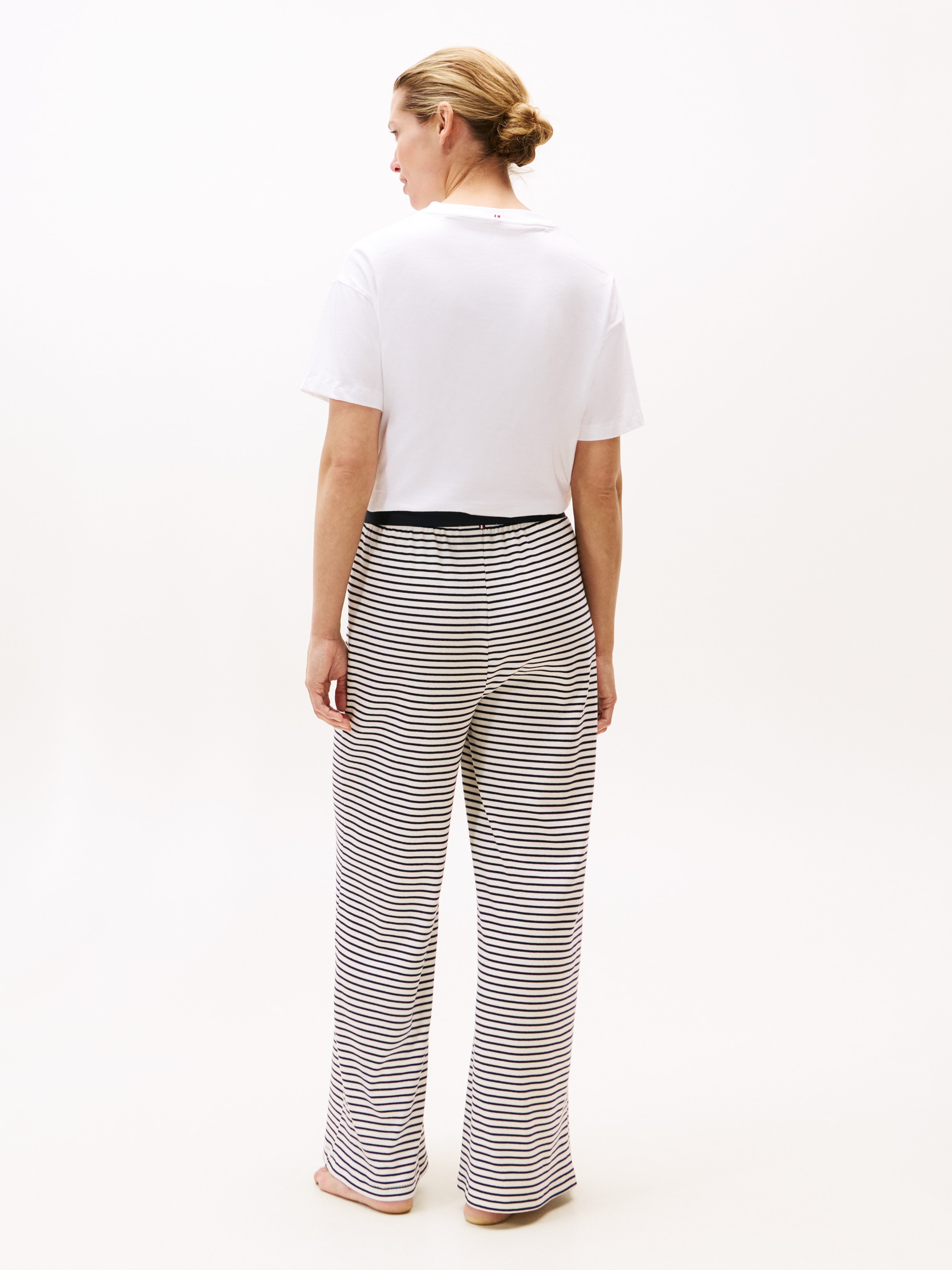 Tommy Hilfiger Underwear Homewearhose »PRINT RIB PANTS«, elastischer Bund, geringelt, weites Bein, Rippware