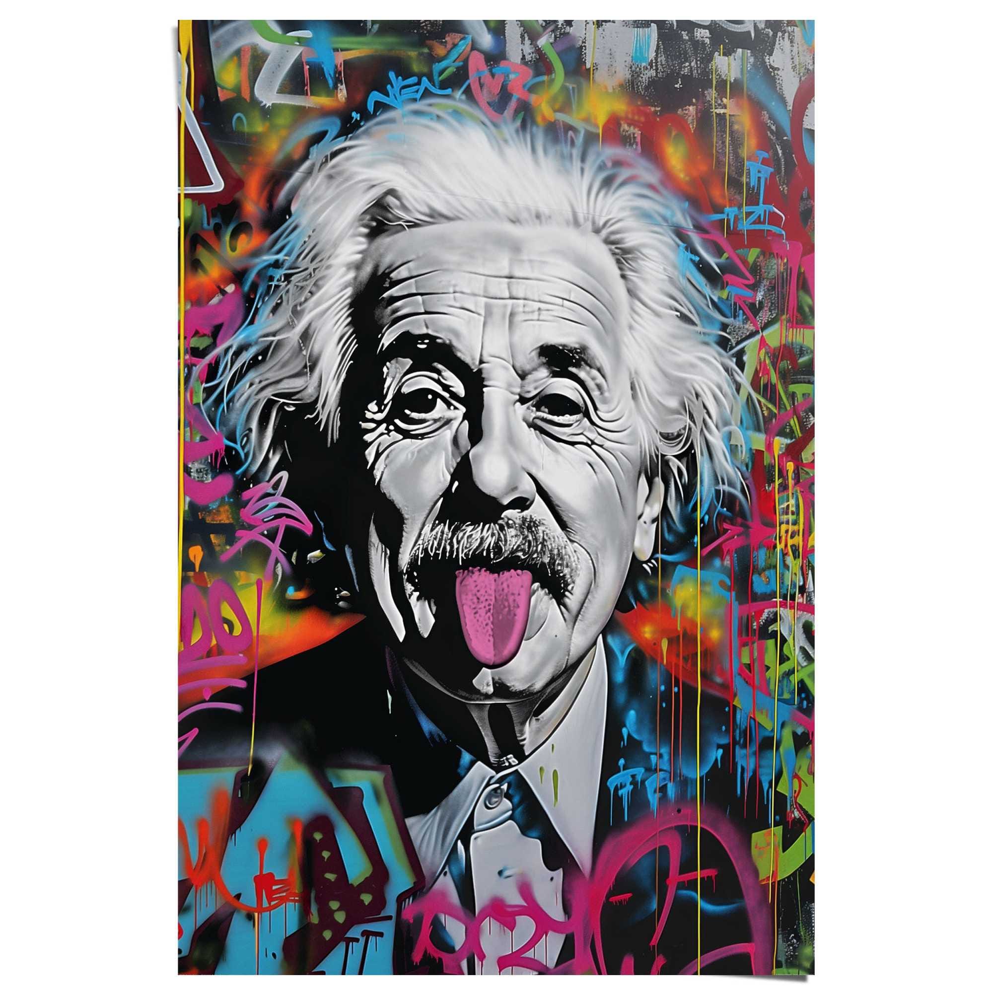 Image of Reinders Poster "Einstein Tongue" Hobbyraum - Mehrfarbig - 150 gr. Papier - Street Art - 61x91,5 cm
