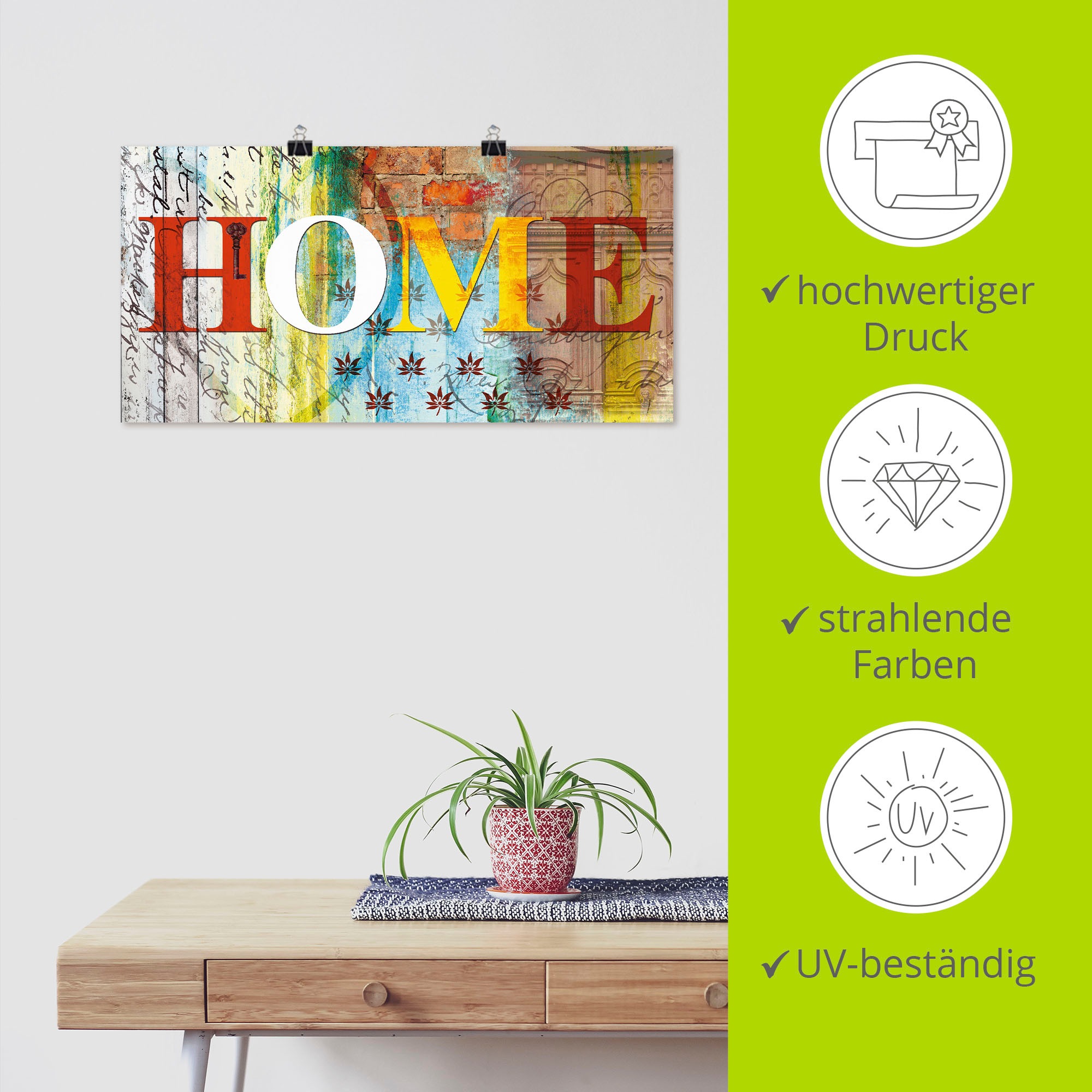 Artland Wandbild »Buntes Zuhause«, Sprüche & Texte, (1 St.), als Leinwandbild, Poster in verschied. Grössen