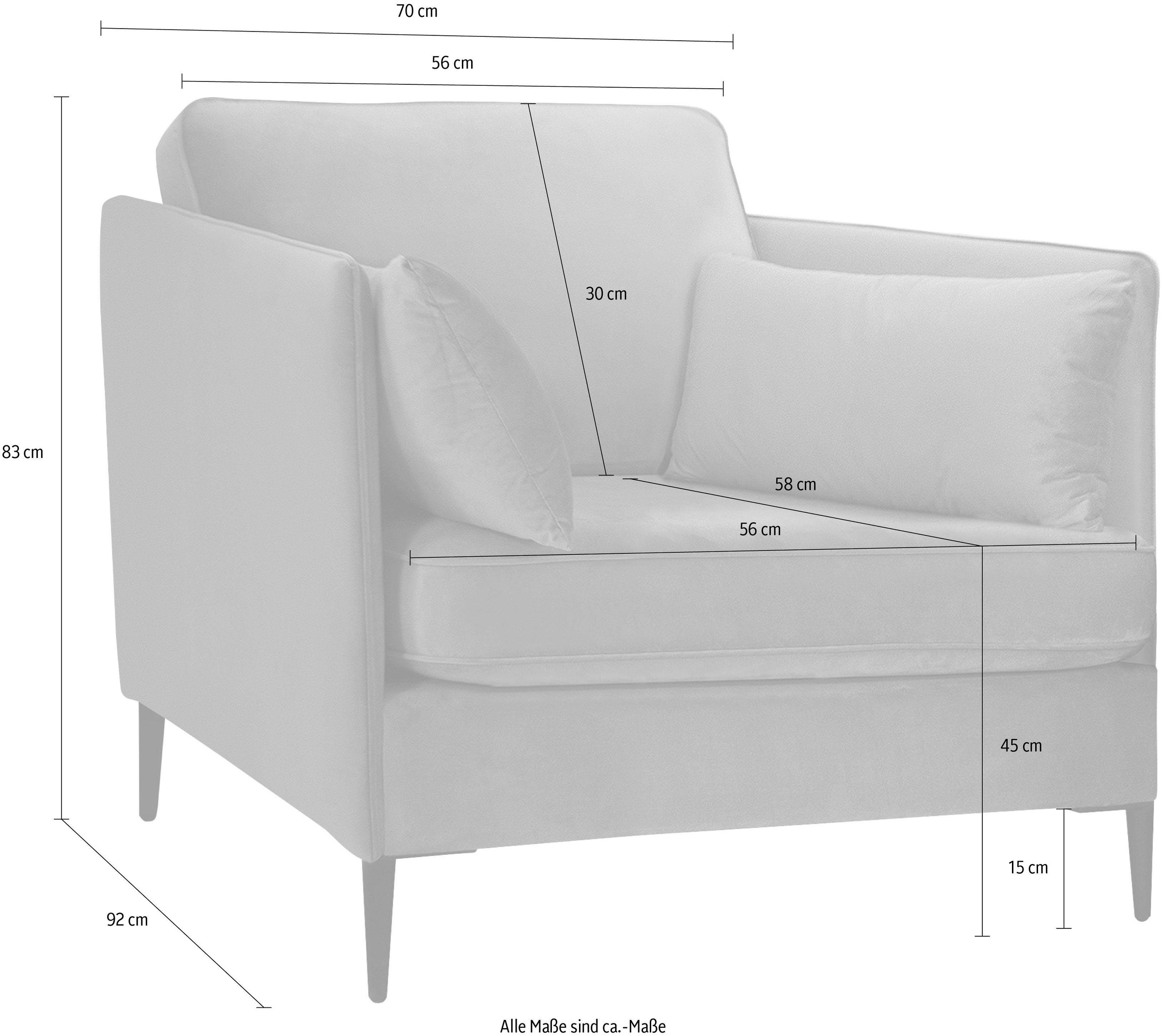 Home affaire Sessel »Light« inklusive loser Zierkissen, mit schmalen Armlehnen und Teleskopfüssen