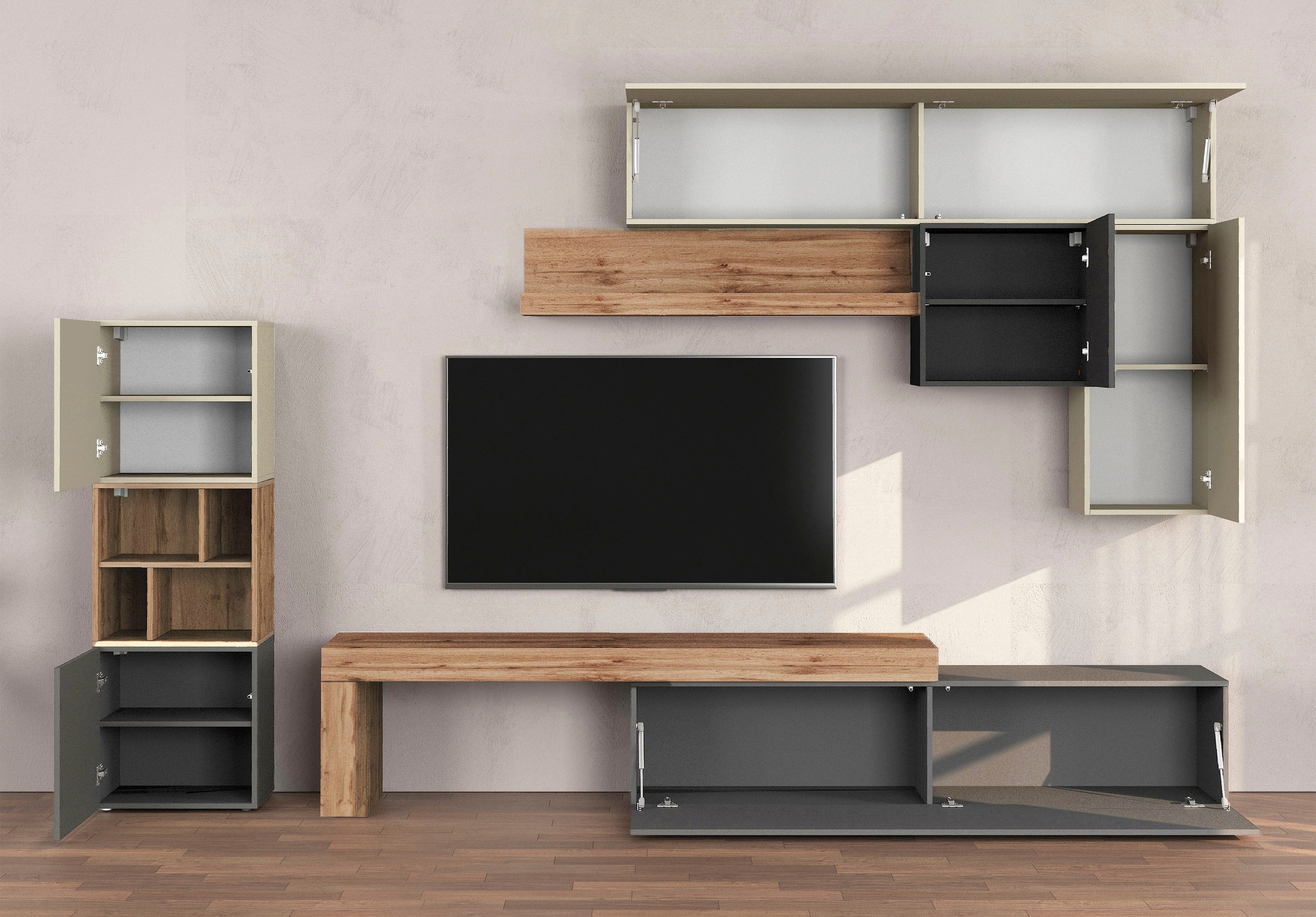 INOSIGN Meuble mural »Chronos Wohnwand, Medienwand, 8-er set« Set, 8 cuis tlg.