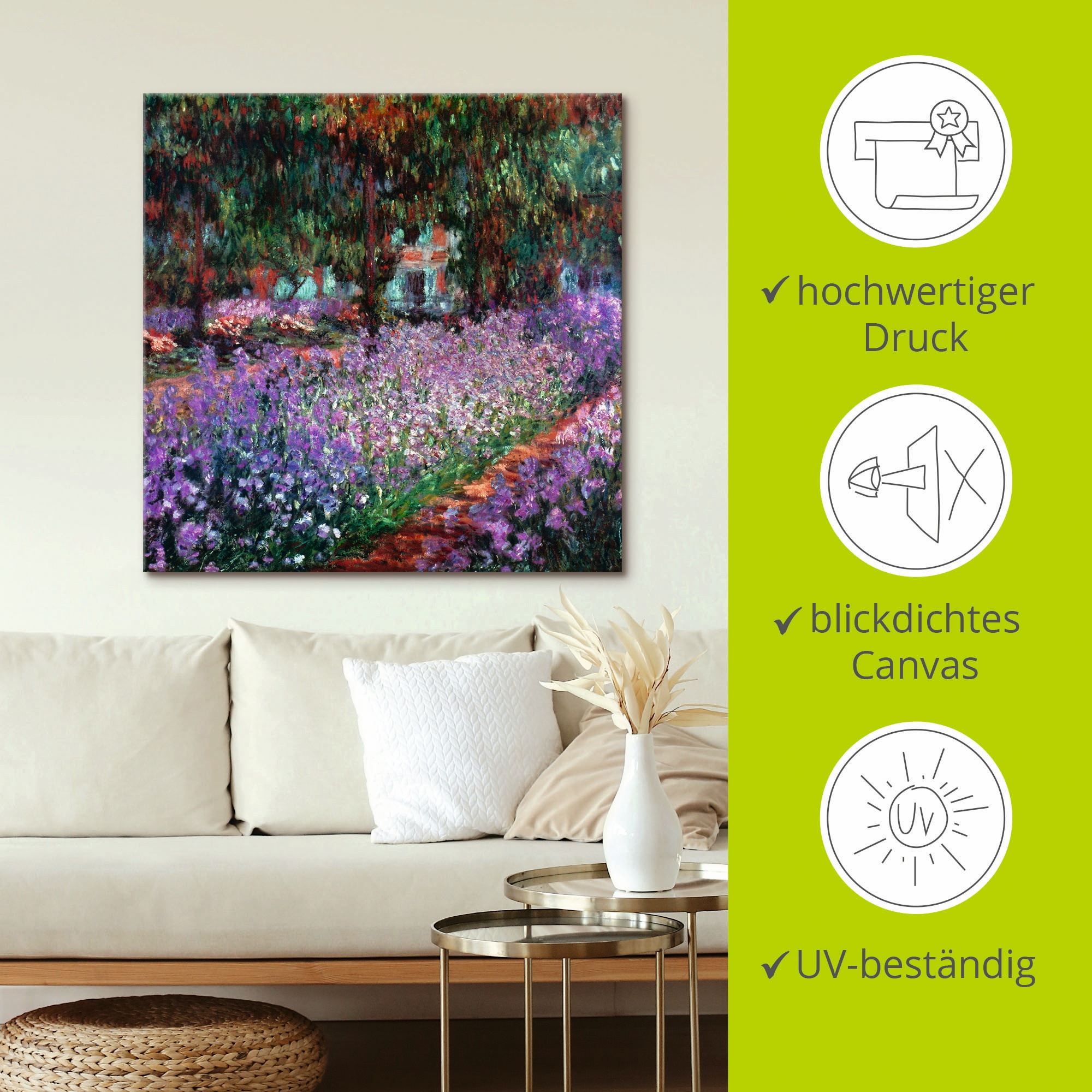 Artland Wandbild »Der Garten des Künstlers bei Giverny«, Garten, (1 St.), als Alubild, Outdoorbild, Leinwandbild in verschied. Grössen