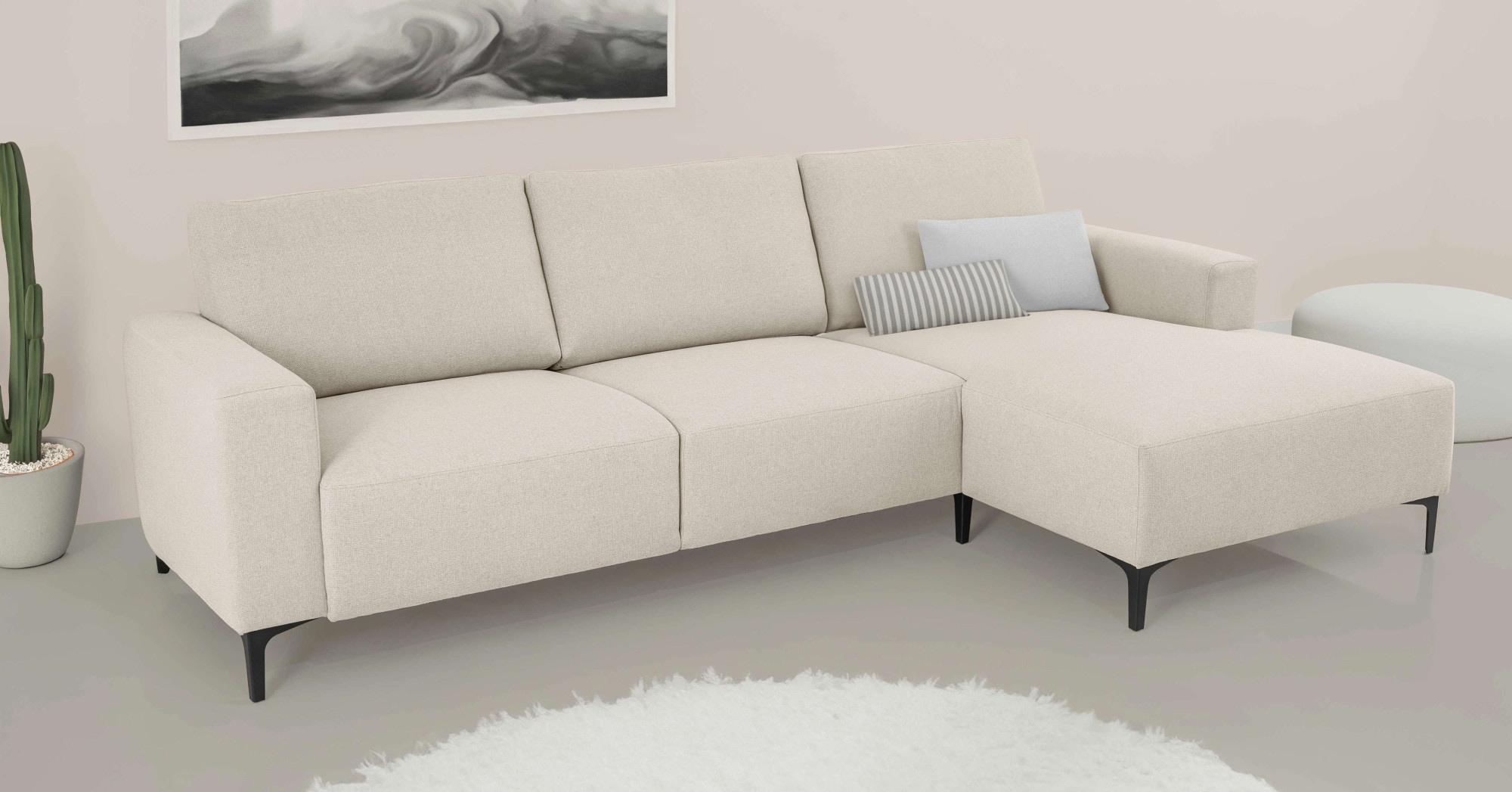 Home affaire Ecksofa »Tournon, L-Form, Breite 262 cm, Webstoff, Chenille«, Designsofa im nordischen Stil, Wellenunterfederung, Metallfüsse