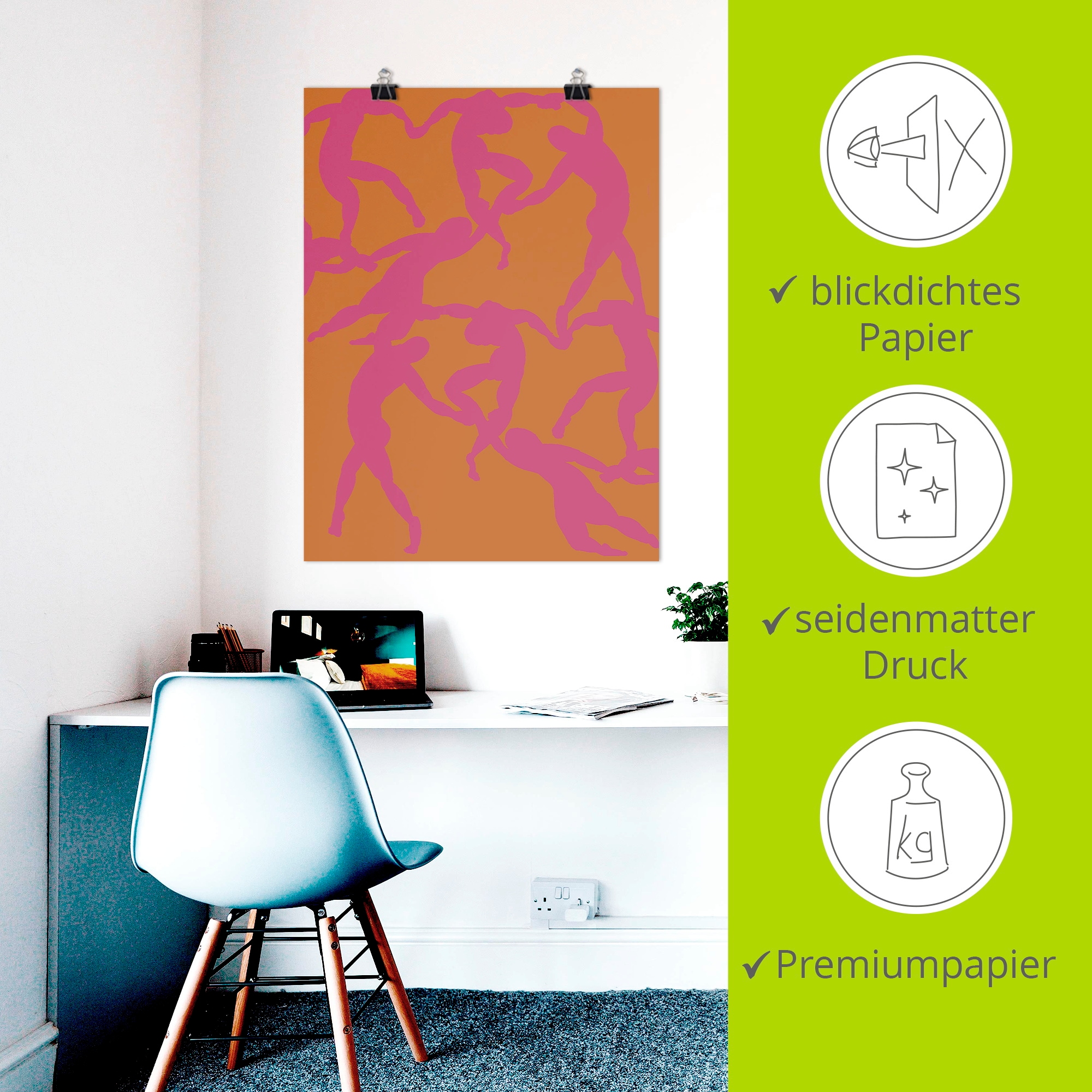 Artland Wandbild »Matisse - Der Tanz in pink-orange« Gruppen & Familien 1 Stk. tlg. als Alubild, Leinwandbild, Poster, Wandaufkleber in verschied. Grössen