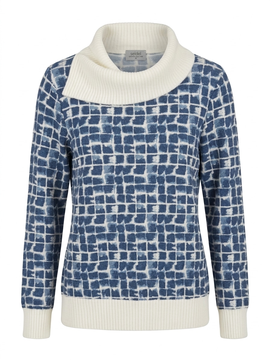 Seidel Moden Pull à col châle avec motif graphique et col châle - FABRIQUÉ EN ALLEMAGNE