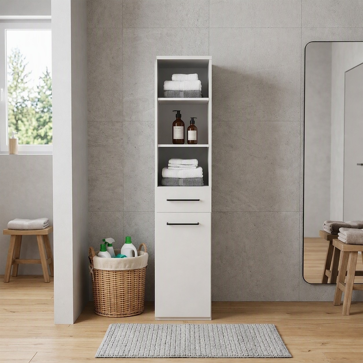 KOCHSTATION Wäscheschrank »KS-Linda« Breite 67 cm, 25mm starke Wände, ausziehbare Ablage