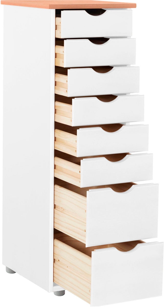 INOSIGN Kommode »Gava« massives Kiefernholz, mit vielen Stauraummöglichkeiten, Breite 34 cm