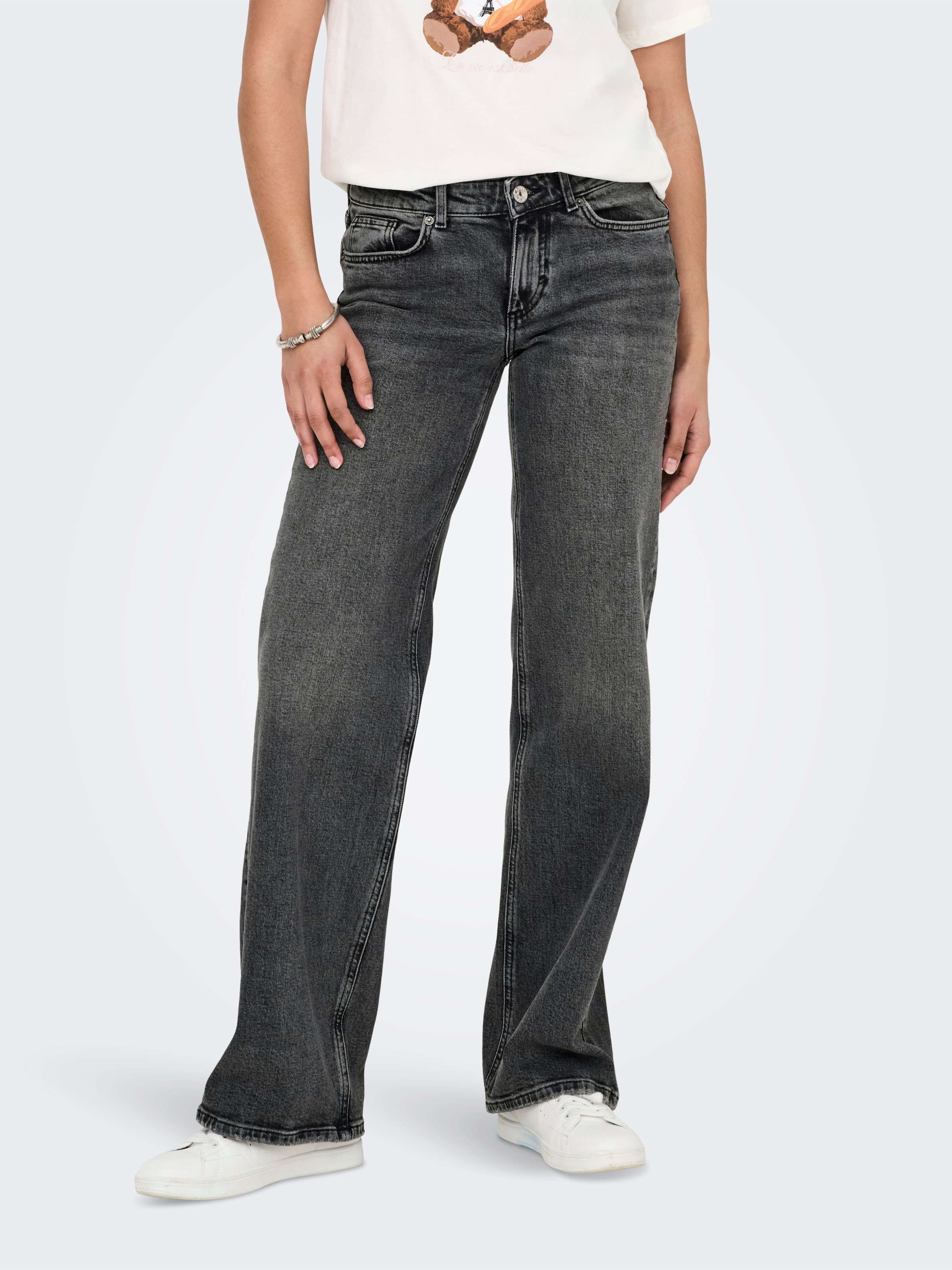 Image of ONLY Low-rise-Jeans "ONLJUICY LW WIDE DNM DOT890 NOOS" Baumwollmischung