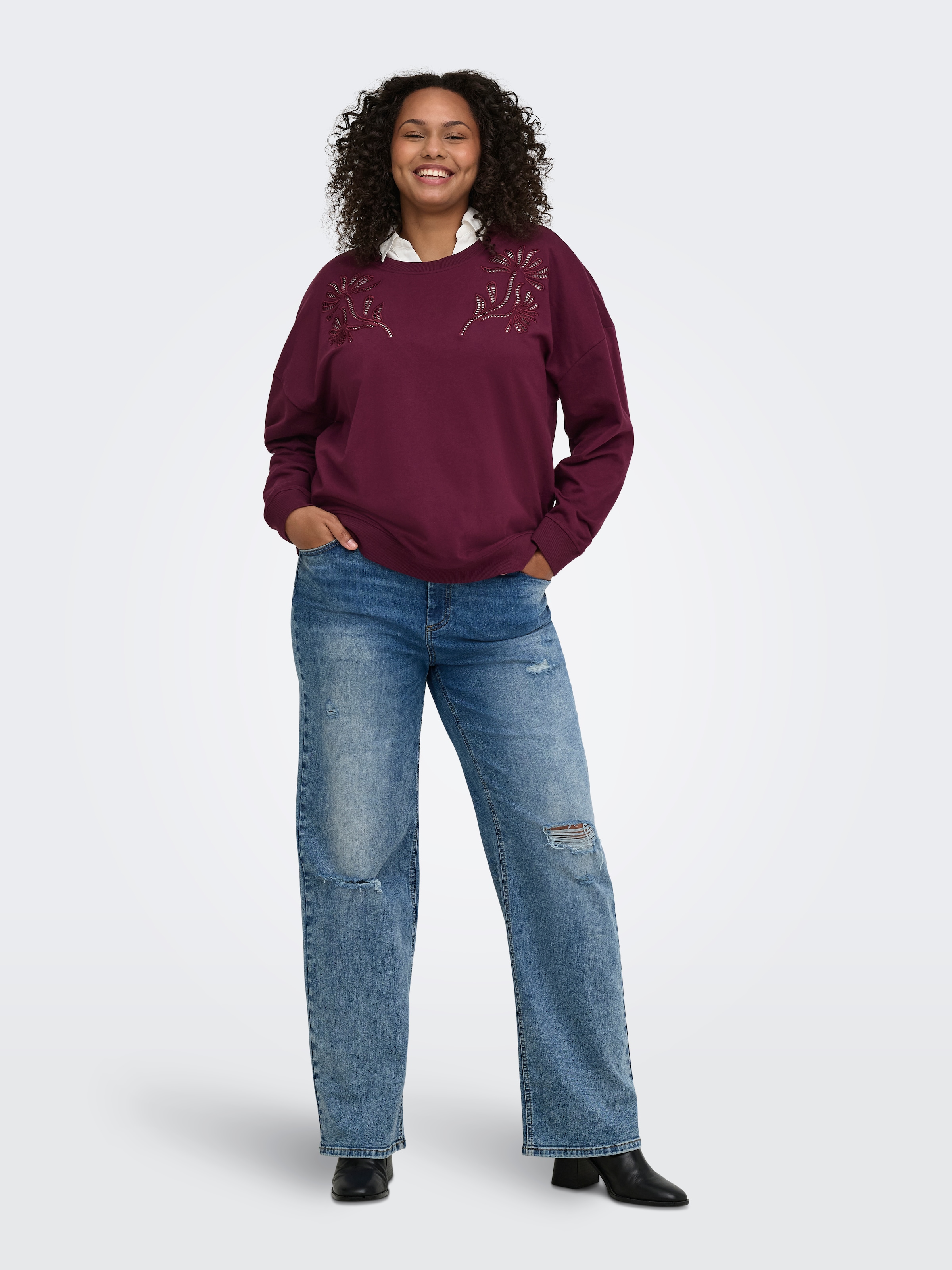 ONLY CARMAKOMA Sweatshirt »CARLEONORA L/S O-NECK BLOUSE JRS BF«, Baumwolle, regular fit
