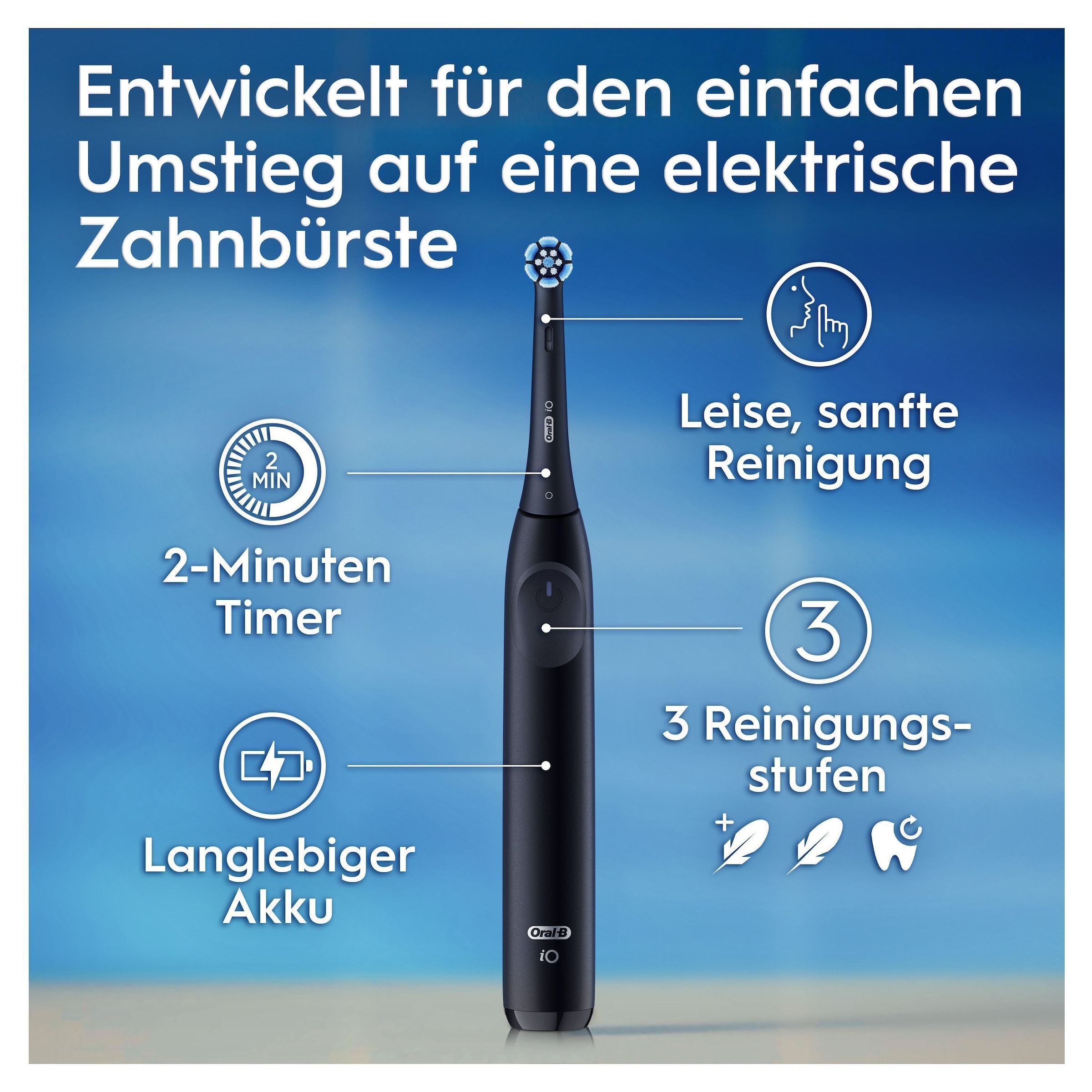Oral-B Elektrische Zahnbürste »iO Series 2«, 1 St. Aufsteckbürsten, für die ultimative Reinigung, Reise-Etui