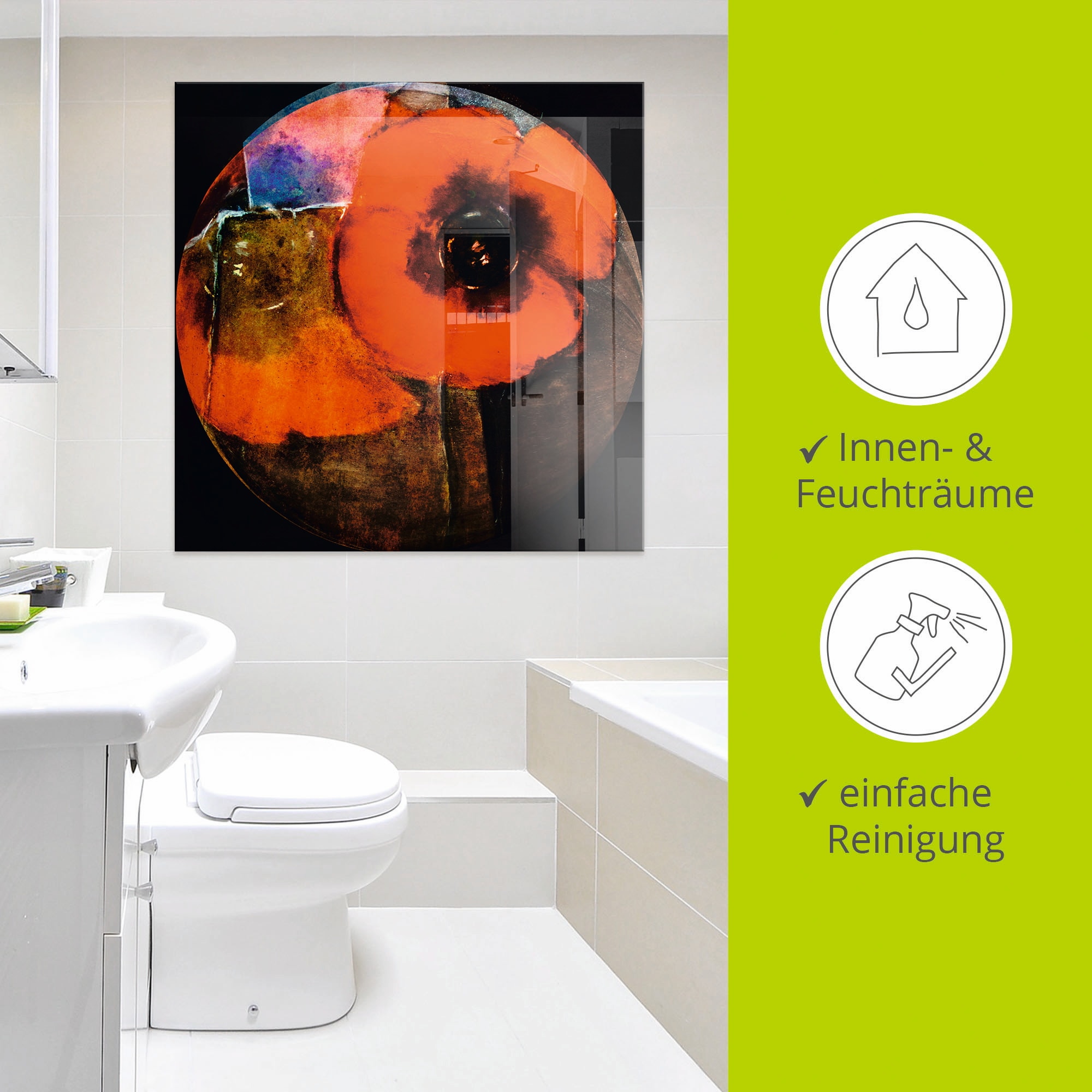 Artland Glasbild »Roter Mohn - abstrakt«, Blumen, (1 St.), in verschiedenen Grössen