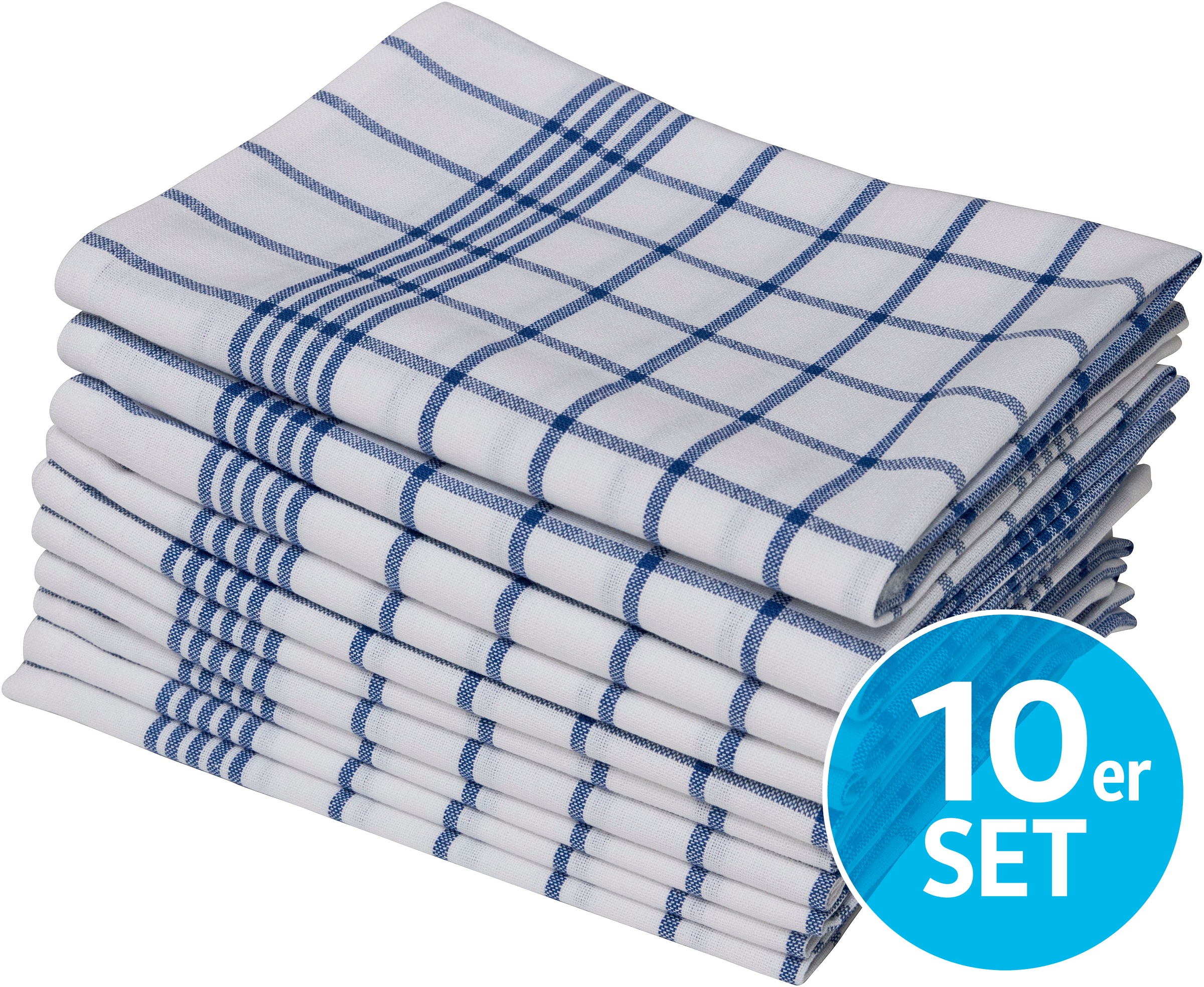 Image of GOODproduct Geschirrtuch "Vivianne, Exklusiv Deal" 100% Baumwolle,70×50 cm, blau/rot -weisse, 10Stk. Set, weich, saugstark