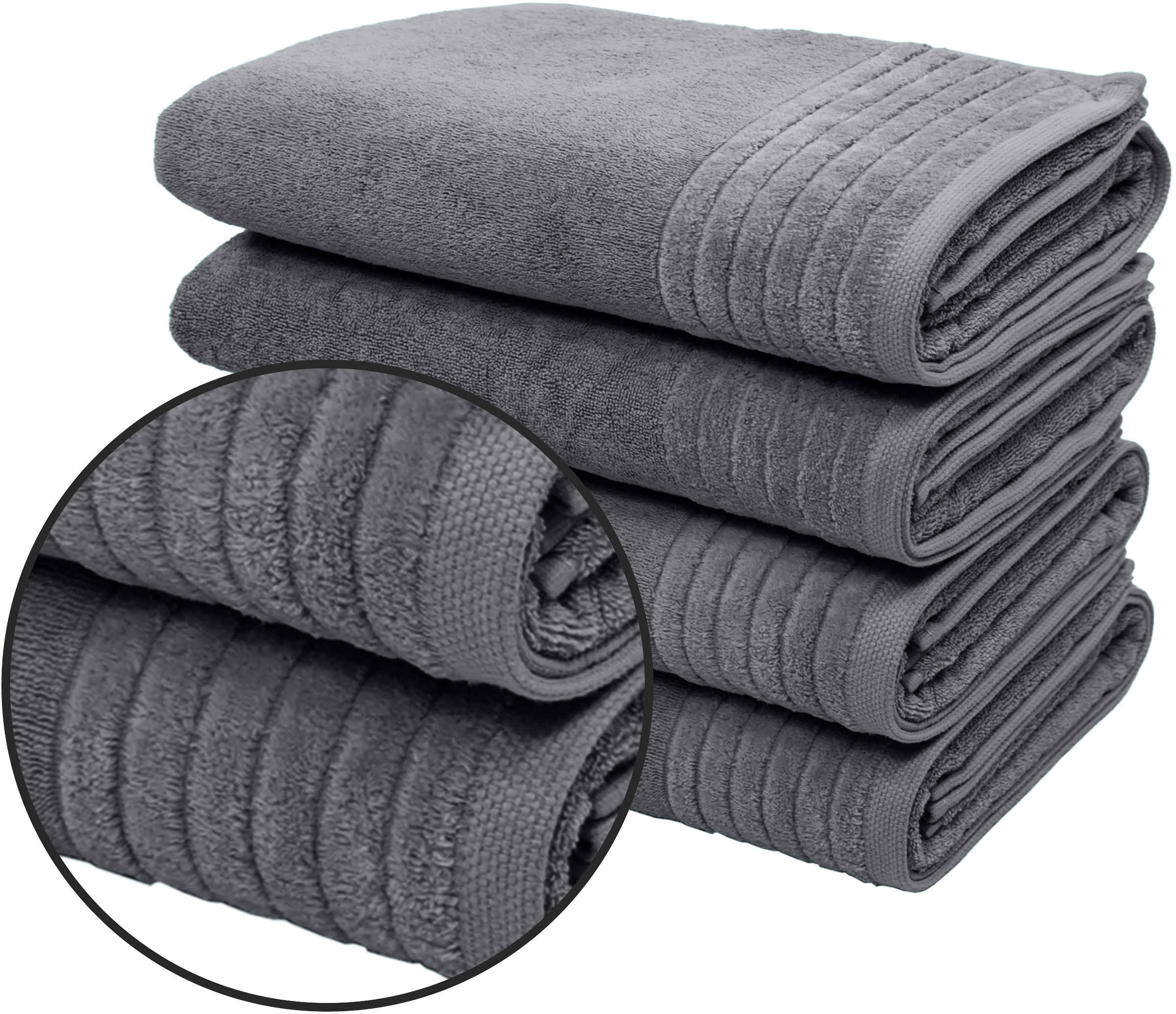 my home Duschtücher »Sanremo Premium, Premium Handtücher, 600 gr/m², 70x140cm«, (Set, 4 St., 2x 70x140cm), mit Bordüre, einfarbig, flauschig und weich, dicke Qualität